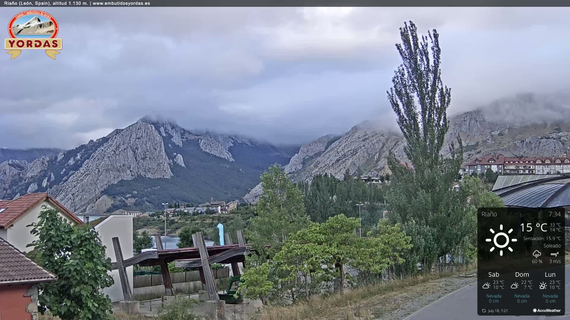 Yordas Peak (Pica Yordas) from Riaño Live Cam - León, Castile&León, Spain
