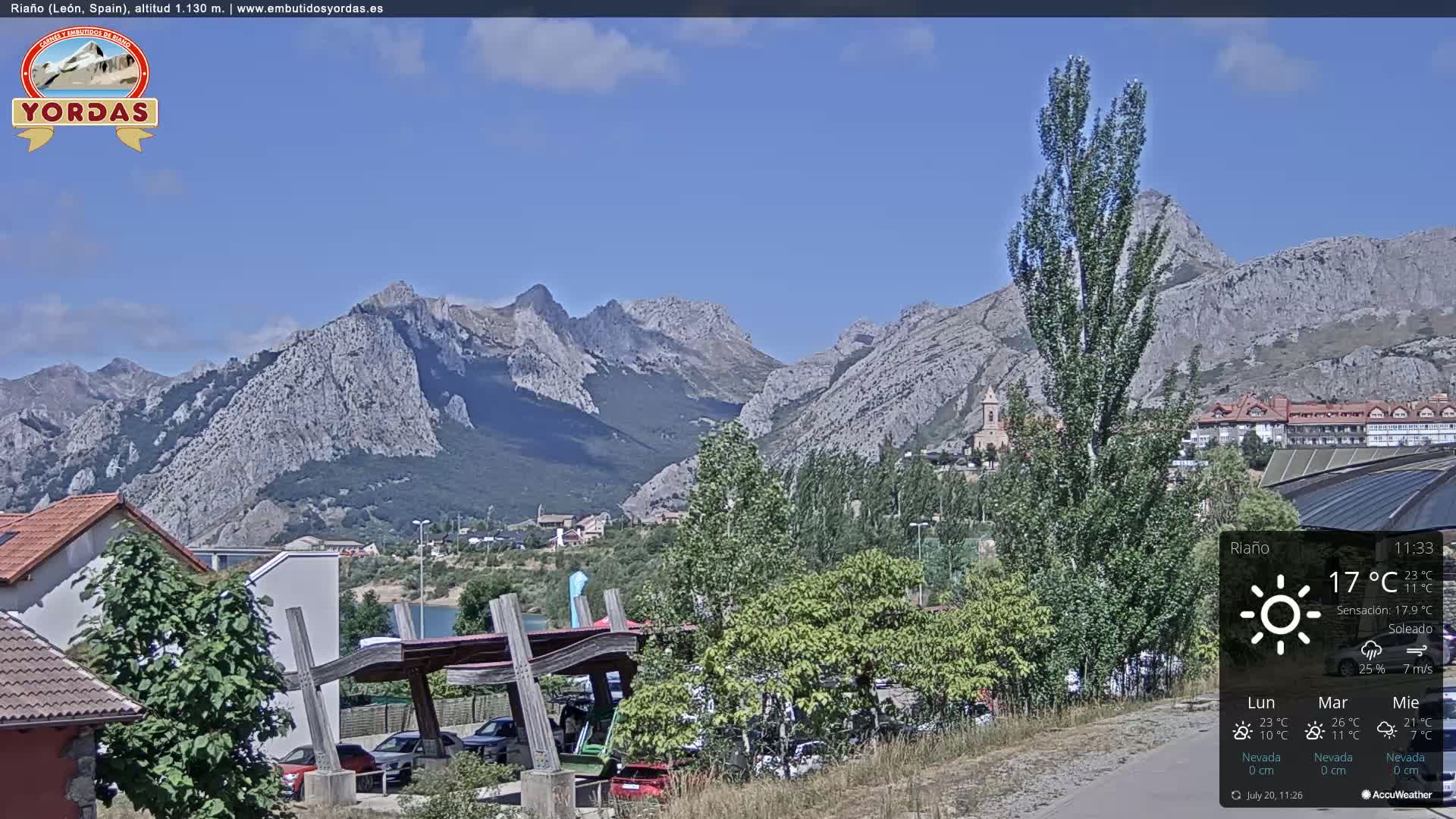 Yordas Peak (Pica Yordas) from Riaño Live Cam - León, Castile&León, Spain