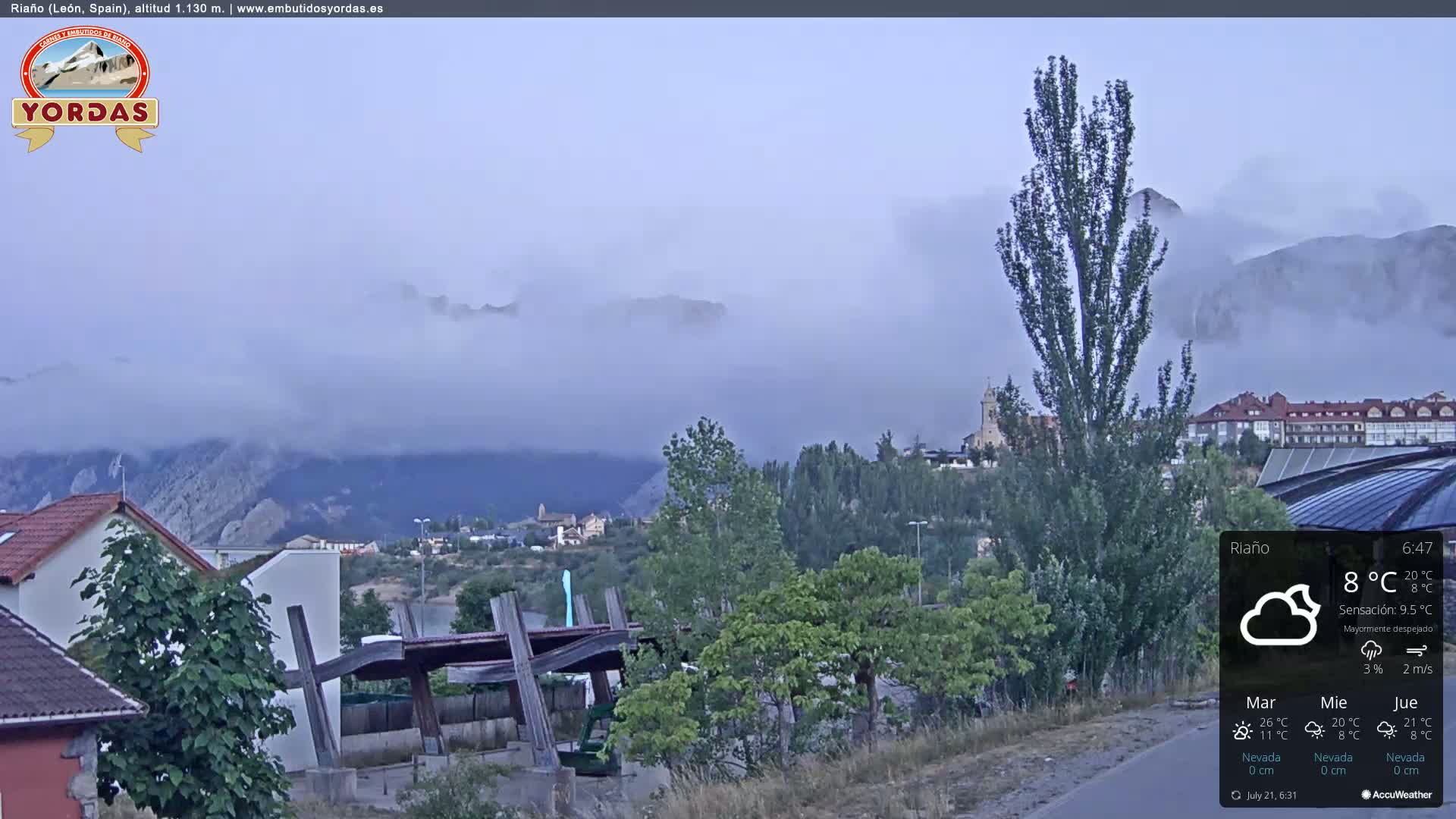 Yordas Peak (Pica Yordas) from Riaño Live Cam - León, Castile&León, Spain