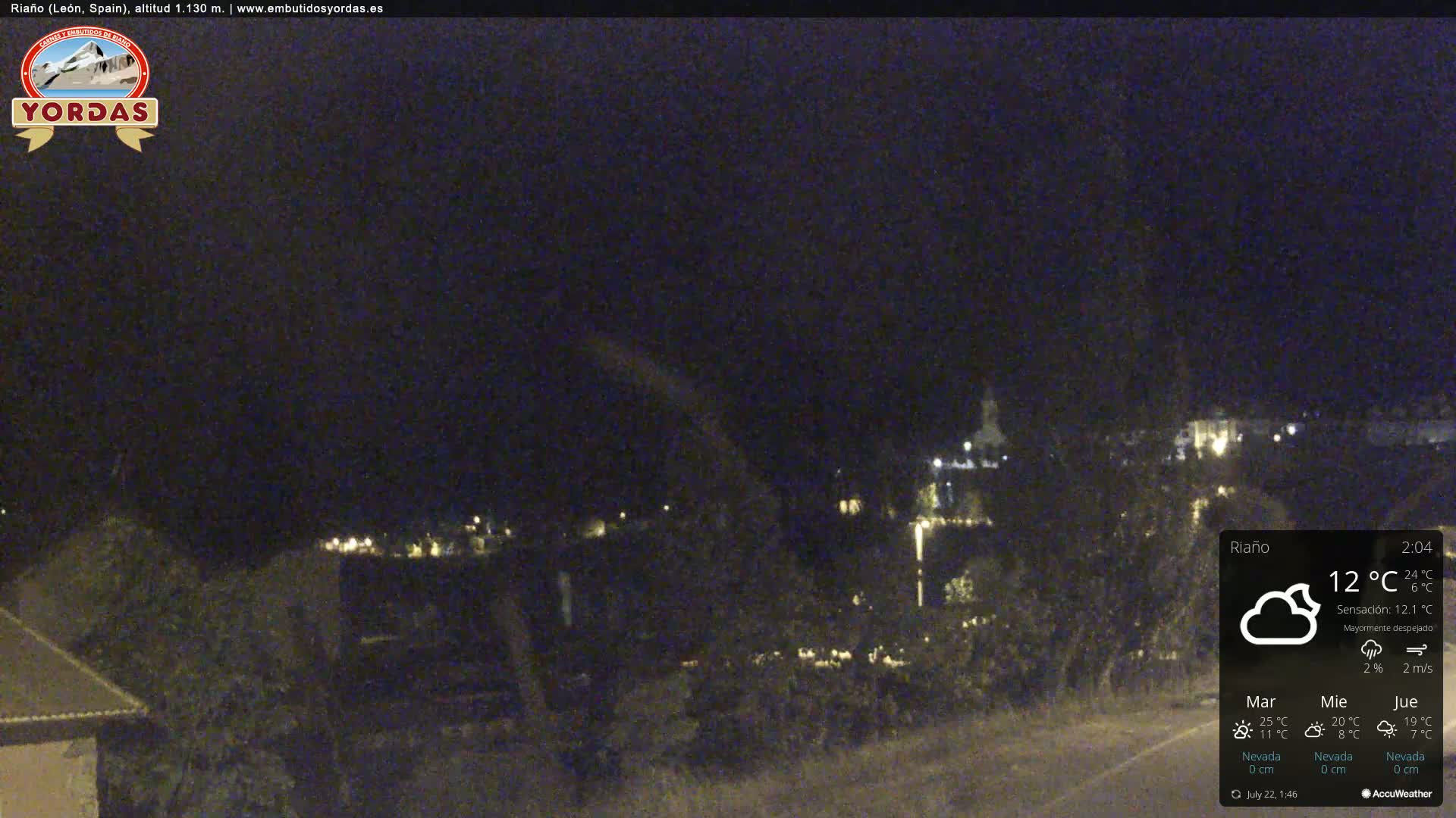 Yordas Peak (Pica Yordas) from Riaño Live Cam - León, Castile&León, Spain