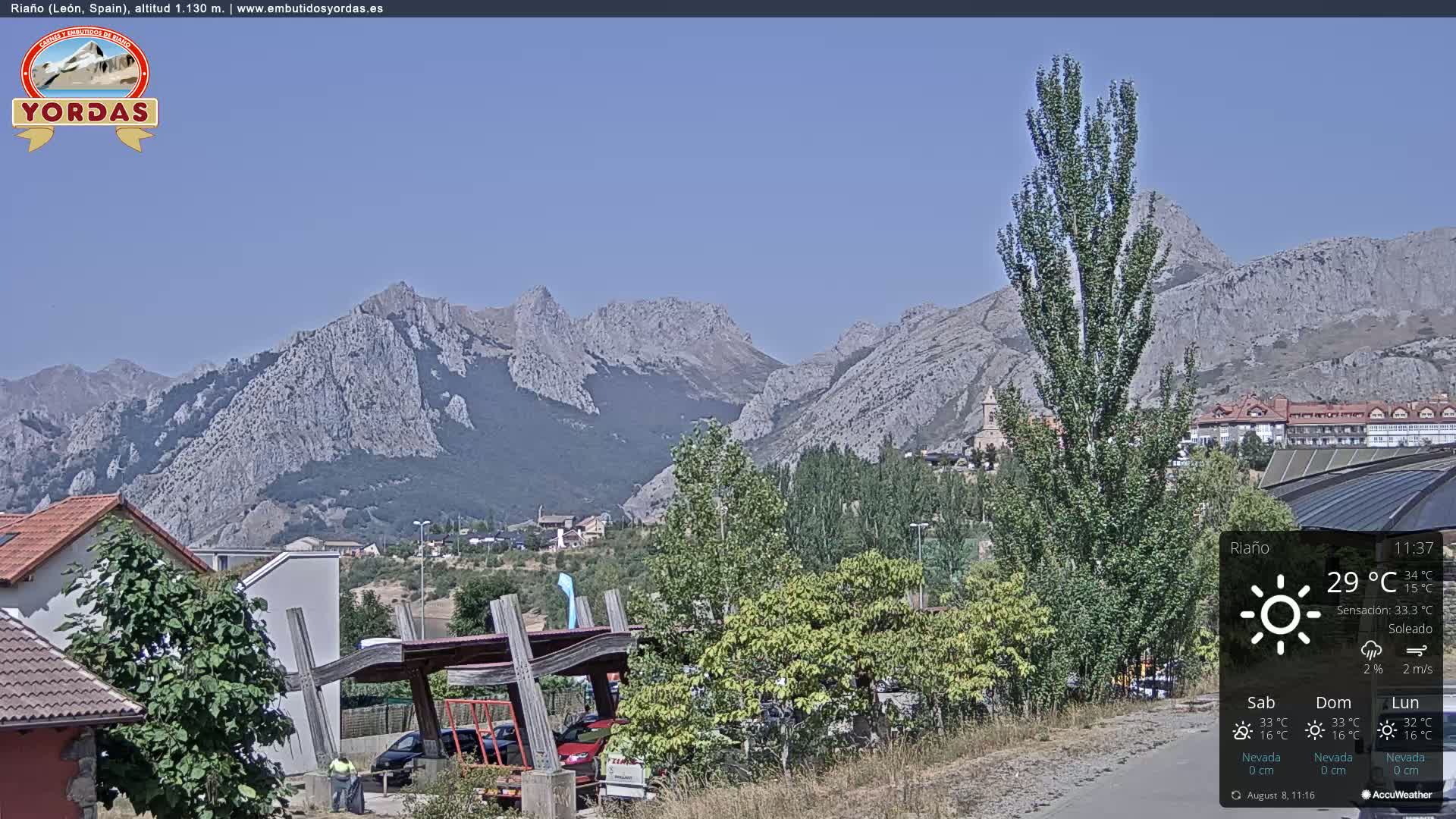 Yordas Peak (Pica Yordas) from Riaño Live Cam - León, Castile&León, Spain