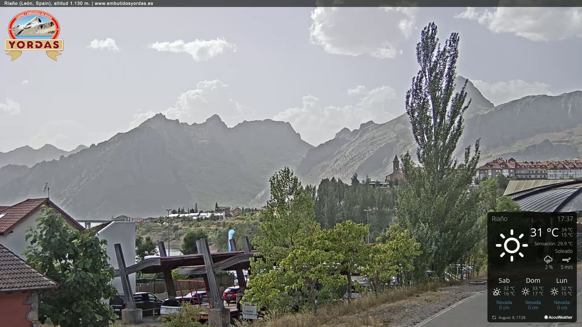 Yordas Peak (Pica Yordas) from Riaño Live Cam - León, Castile&León, Spain