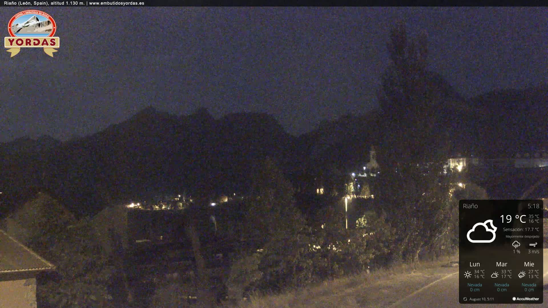 Yordas Peak (Pica Yordas) from Riaño Live Cam - León, Castile&León, Spain