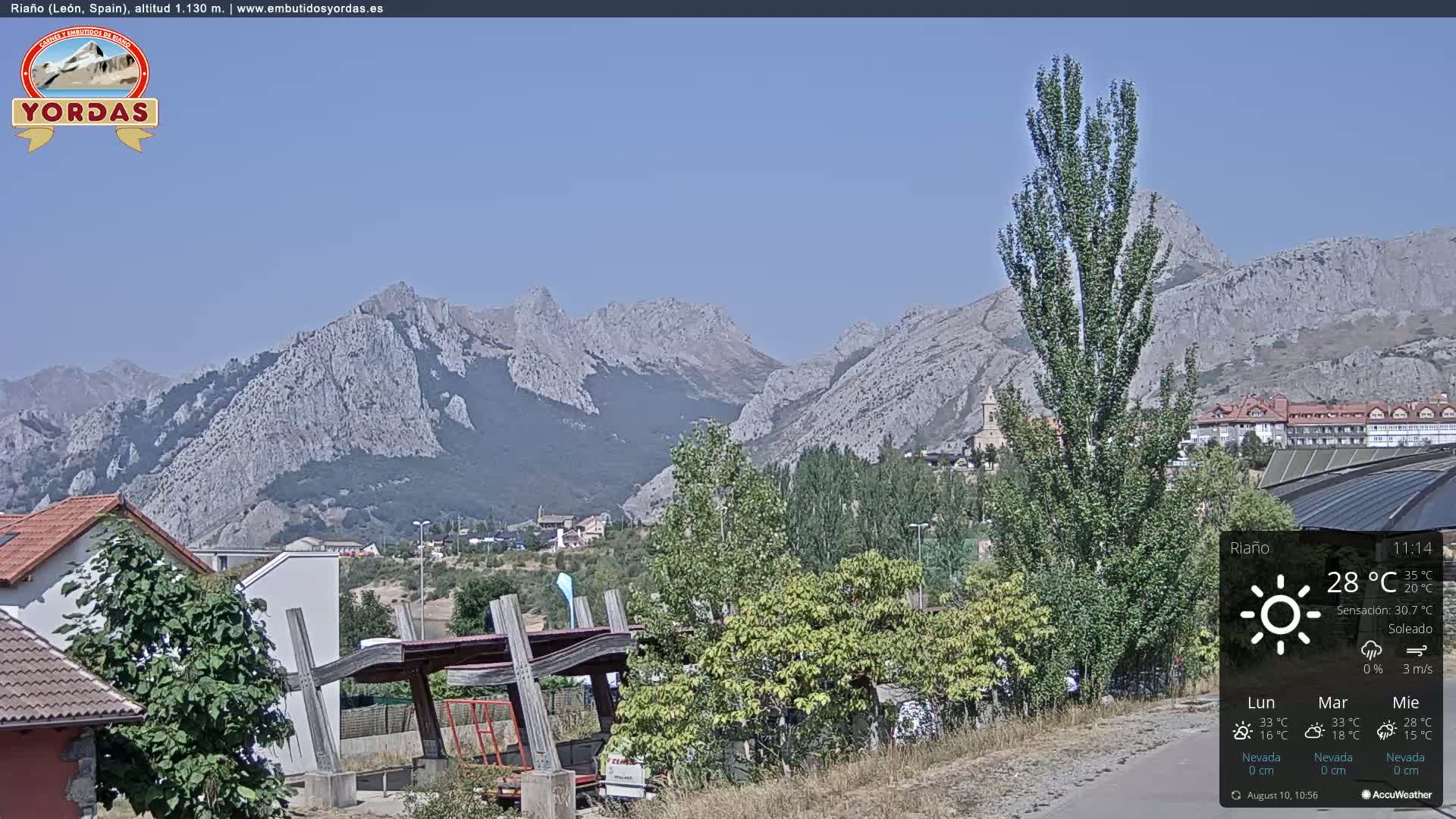 Yordas Peak (Pica Yordas) from Riaño Live Cam - León, Castile&León, Spain
