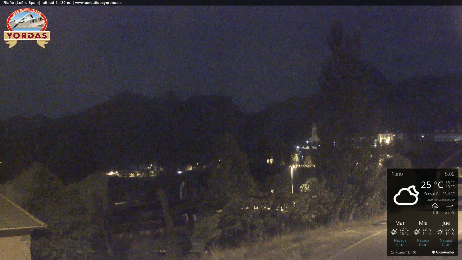 Yordas Peak (Pica Yordas) from Riaño Live Cam - León, Castile&León, Spain