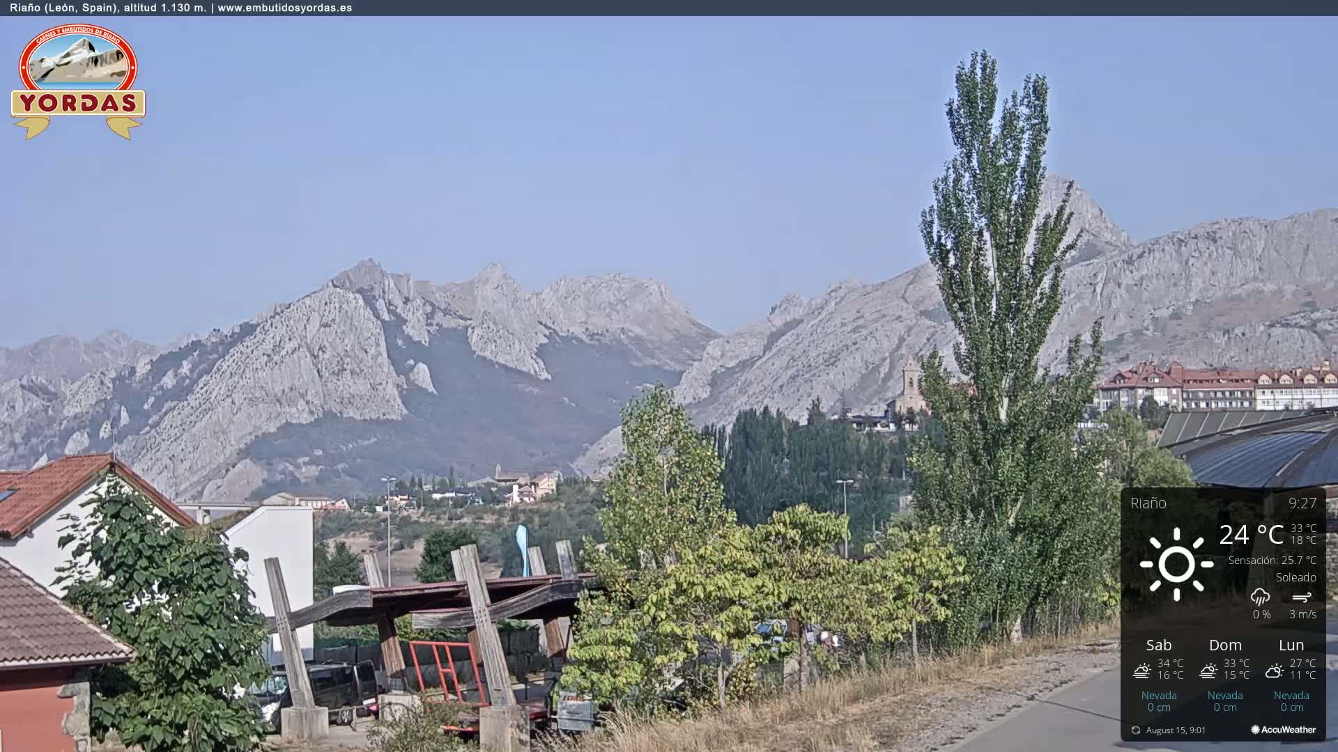 Yordas Peak (Pica Yordas) from Riaño Live Cam - León, Castile&León, Spain