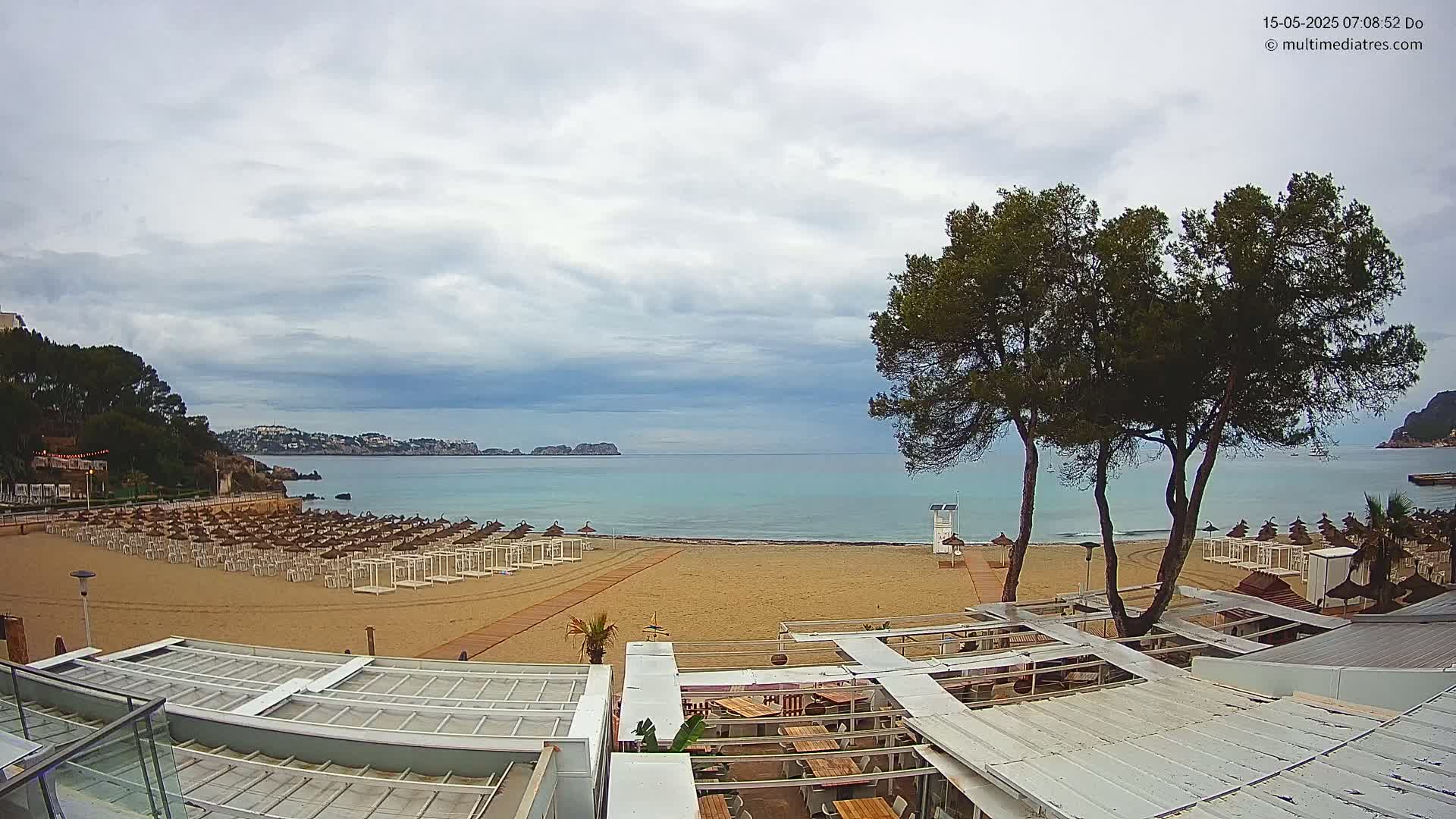 Paguera, Playa Tora Beach from Mar y Mar Restaurant Live Cam - Mallorca, Balearic Islands, Spain