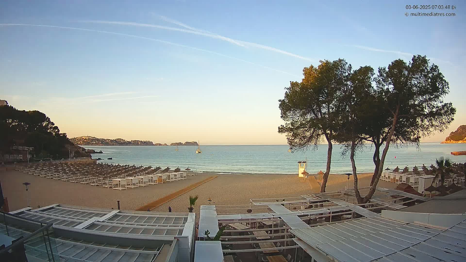 Mallorca, Peguera Beach by Mar y Mar Restaurant Live Cam - Balearic Islands, Spain
