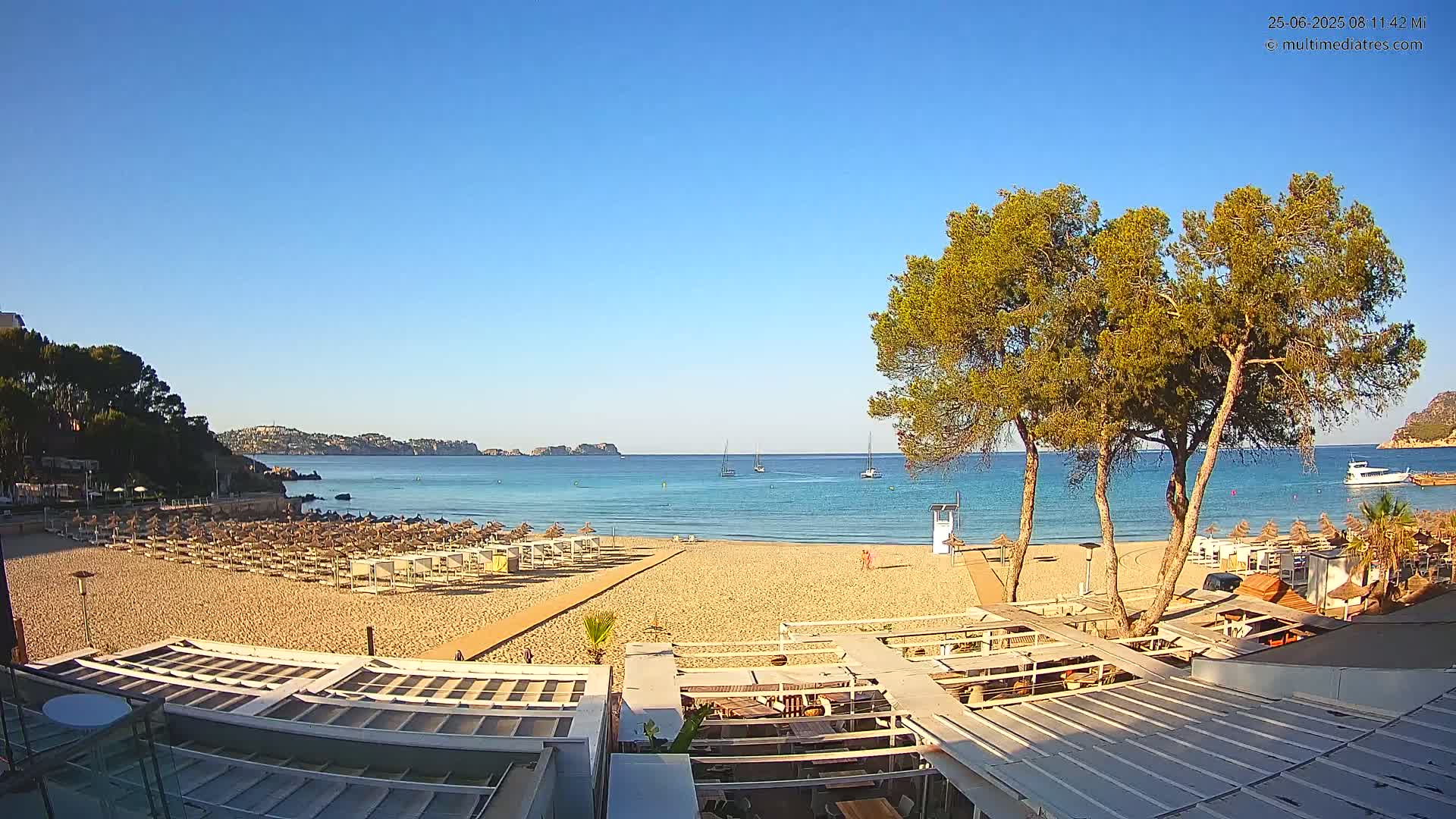 Paguera, Playa Tora Beach from Mar y Mar Restaurant Live Cam - Mallorca, Balearic Islands, Spain