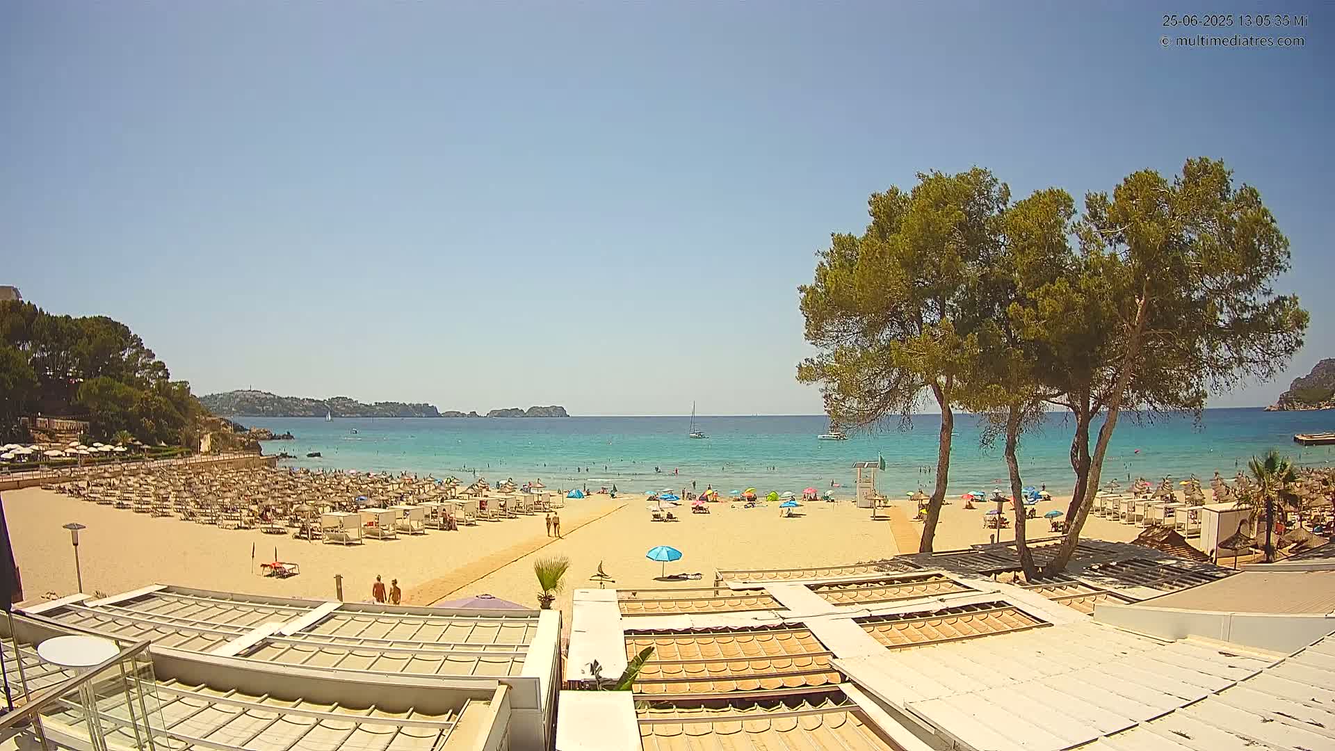 Paguera, Playa Tora Beach from Mar y Mar Restaurant Live Cam - Mallorca, Balearic Islands, Spain