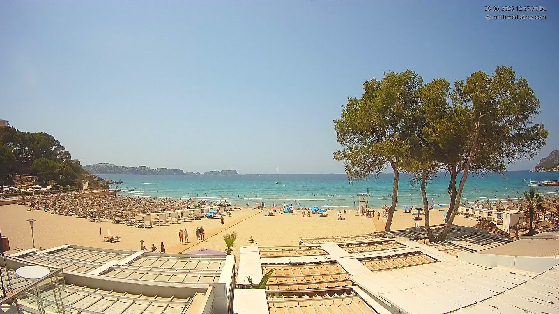 Paguera, Playa Tora Beach from Mar y Mar Restaurant Live Cam - Mallorca, Balearic Islands, Spain