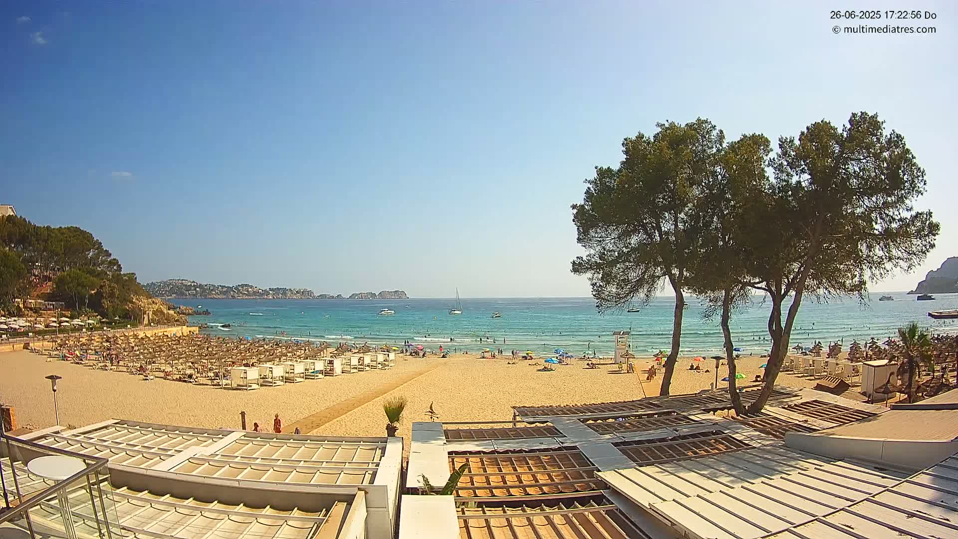 Paguera, Playa Tora Beach from Mar y Mar Restaurant Live Cam - Mallorca, Balearic Islands, Spain
