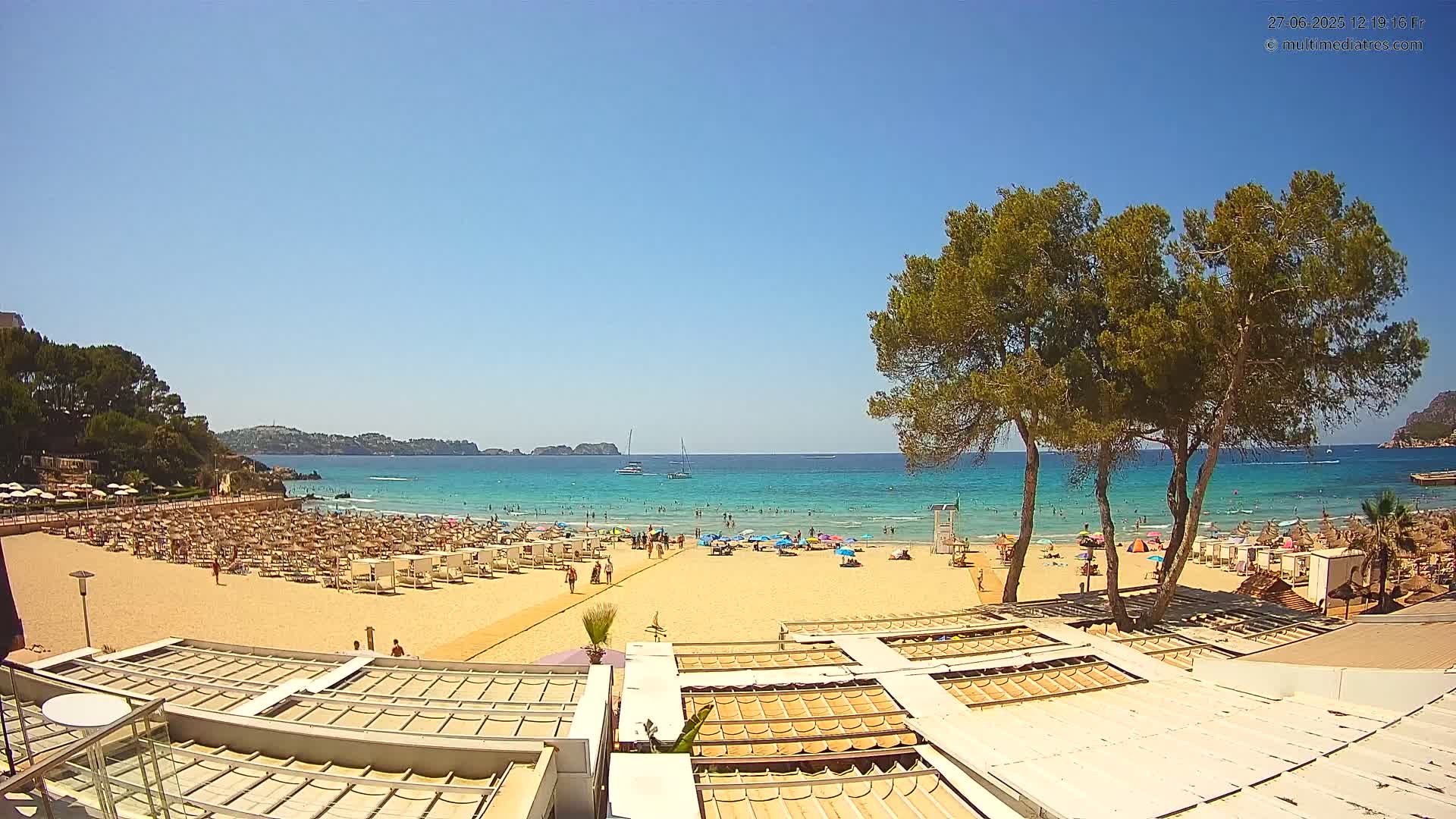 Paguera, Playa Tora Beach from Mar y Mar Restaurant Live Cam - Mallorca, Balearic Islands, Spain