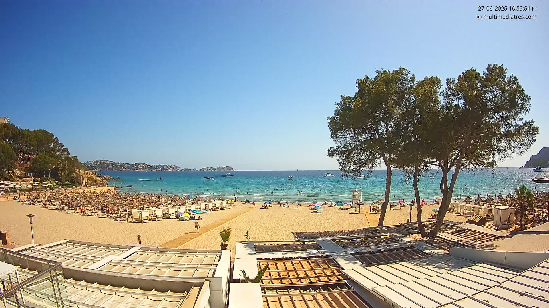 Paguera, Playa Tora Beach from Mar y Mar Restaurant Live Cam - Mallorca, Balearic Islands, Spain
