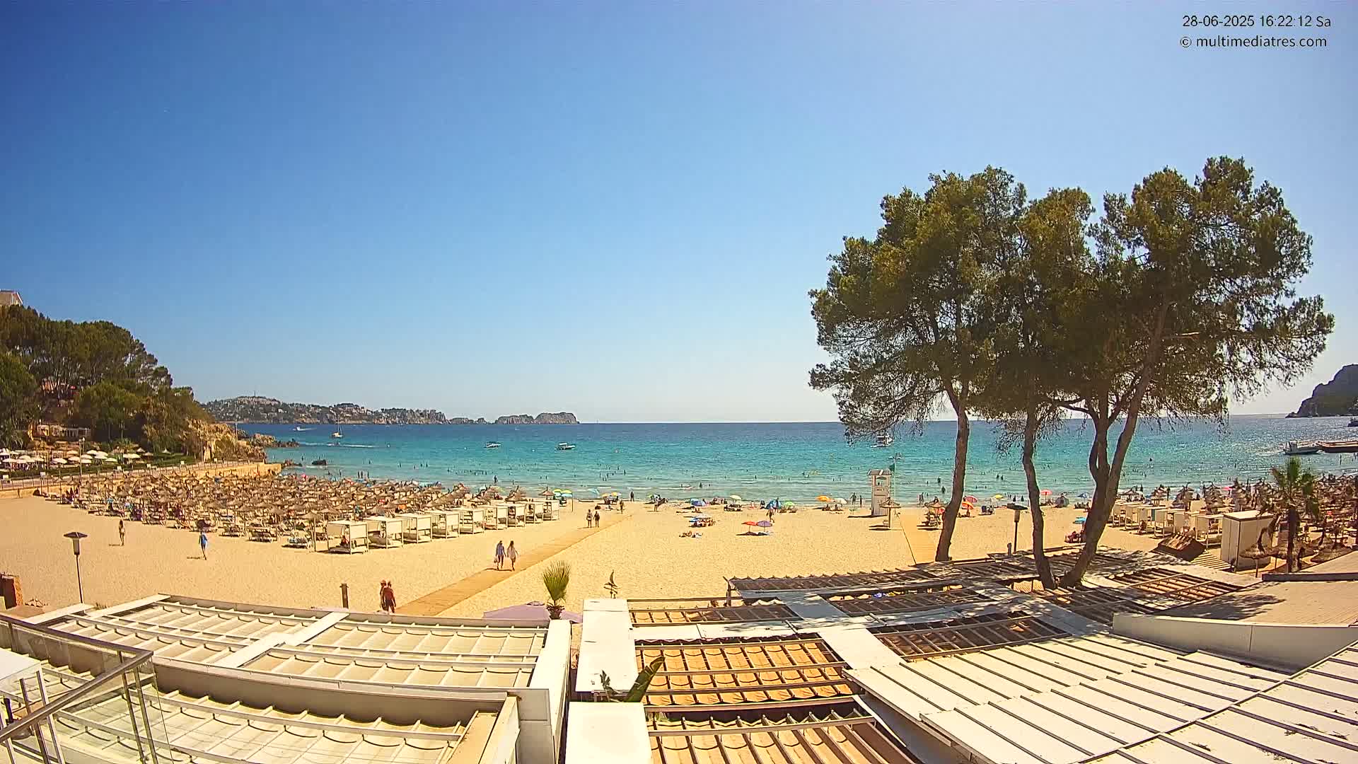 Paguera, Playa Tora Beach from Mar y Mar Restaurant Live Cam - Mallorca, Balearic Islands, Spain