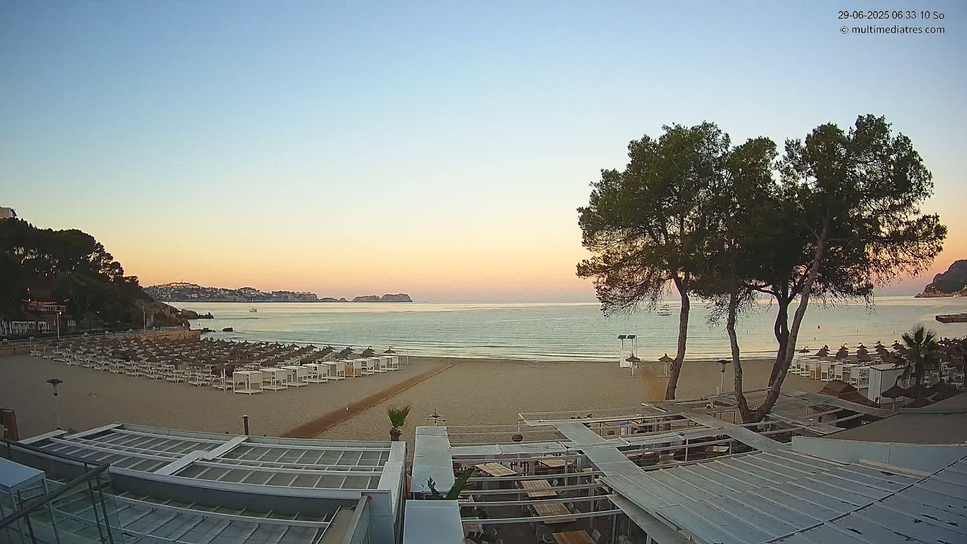 Paguera, Playa Tora Beach from Mar y Mar Restaurant Live Cam - Mallorca, Balearic Islands, Spain