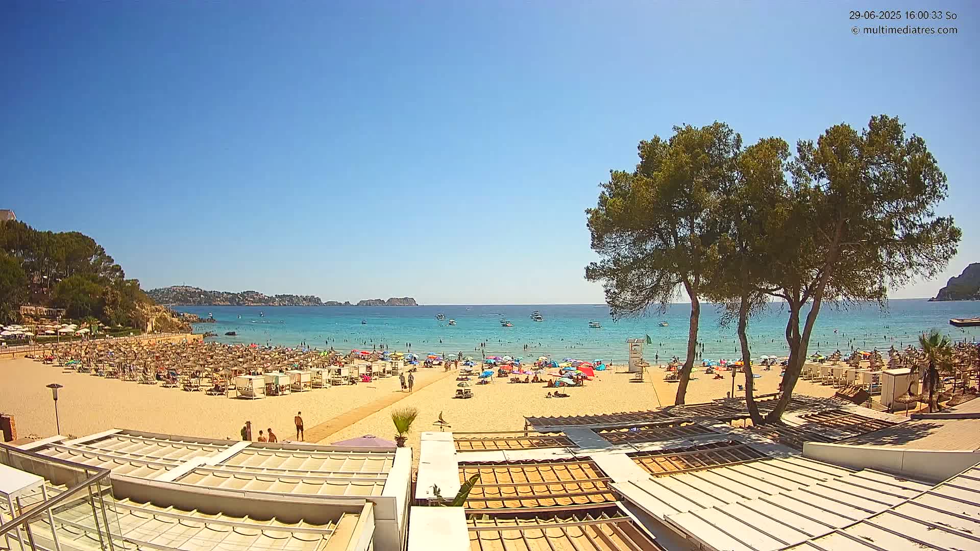 Paguera, Playa Tora Beach from Mar y Mar Restaurant Live Cam - Mallorca, Balearic Islands, Spain
