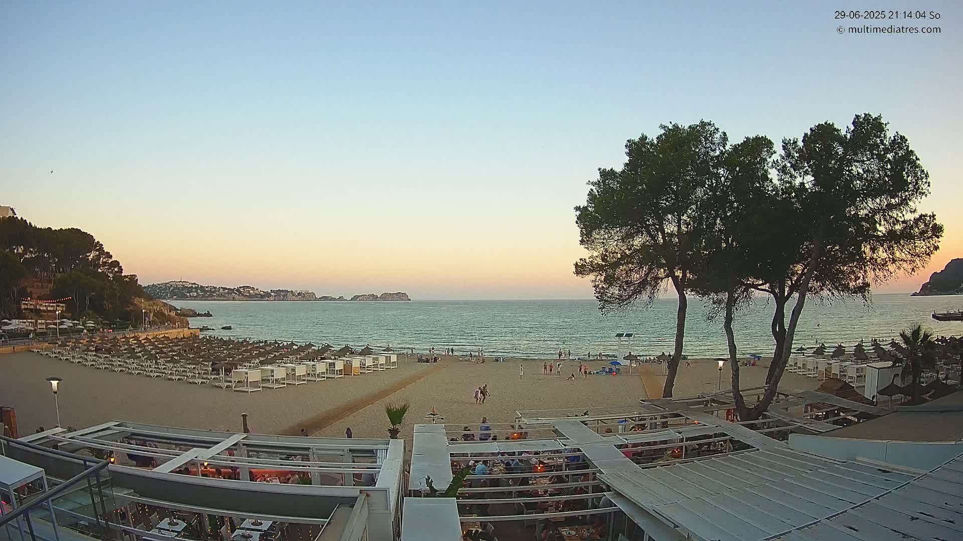 Paguera, Playa Tora Beach from Mar y Mar Restaurant Live Cam - Mallorca, Balearic Islands, Spain