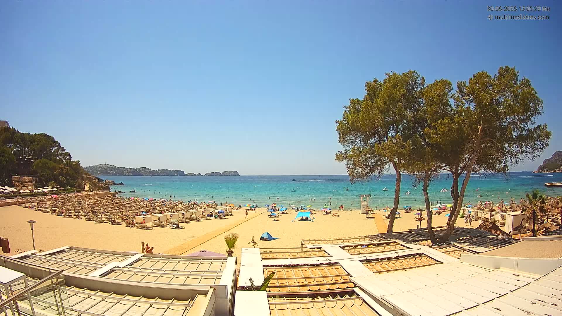 Paguera, Playa Tora Beach from Mar y Mar Restaurant Live Cam - Mallorca, Balearic Islands, Spain