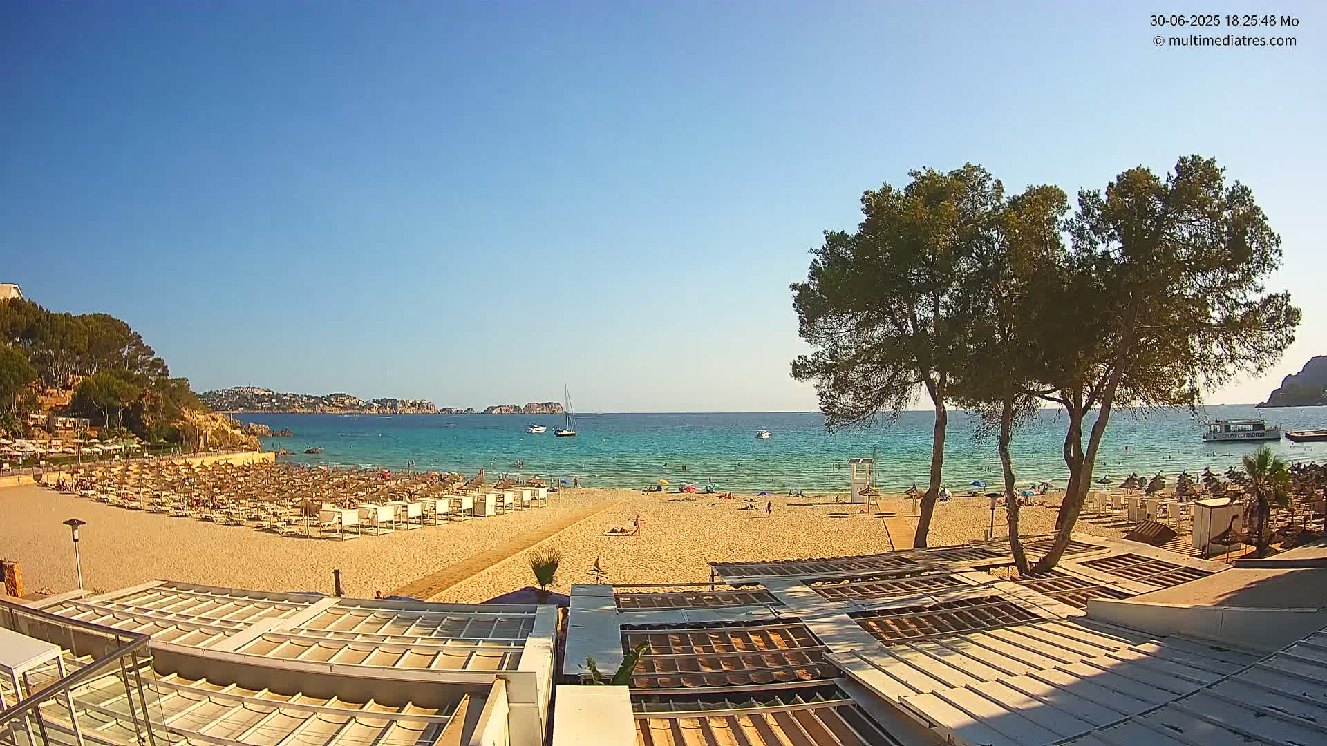 Paguera, Playa Tora Beach from Mar y Mar Restaurant Live Cam - Mallorca, Balearic Islands, Spain