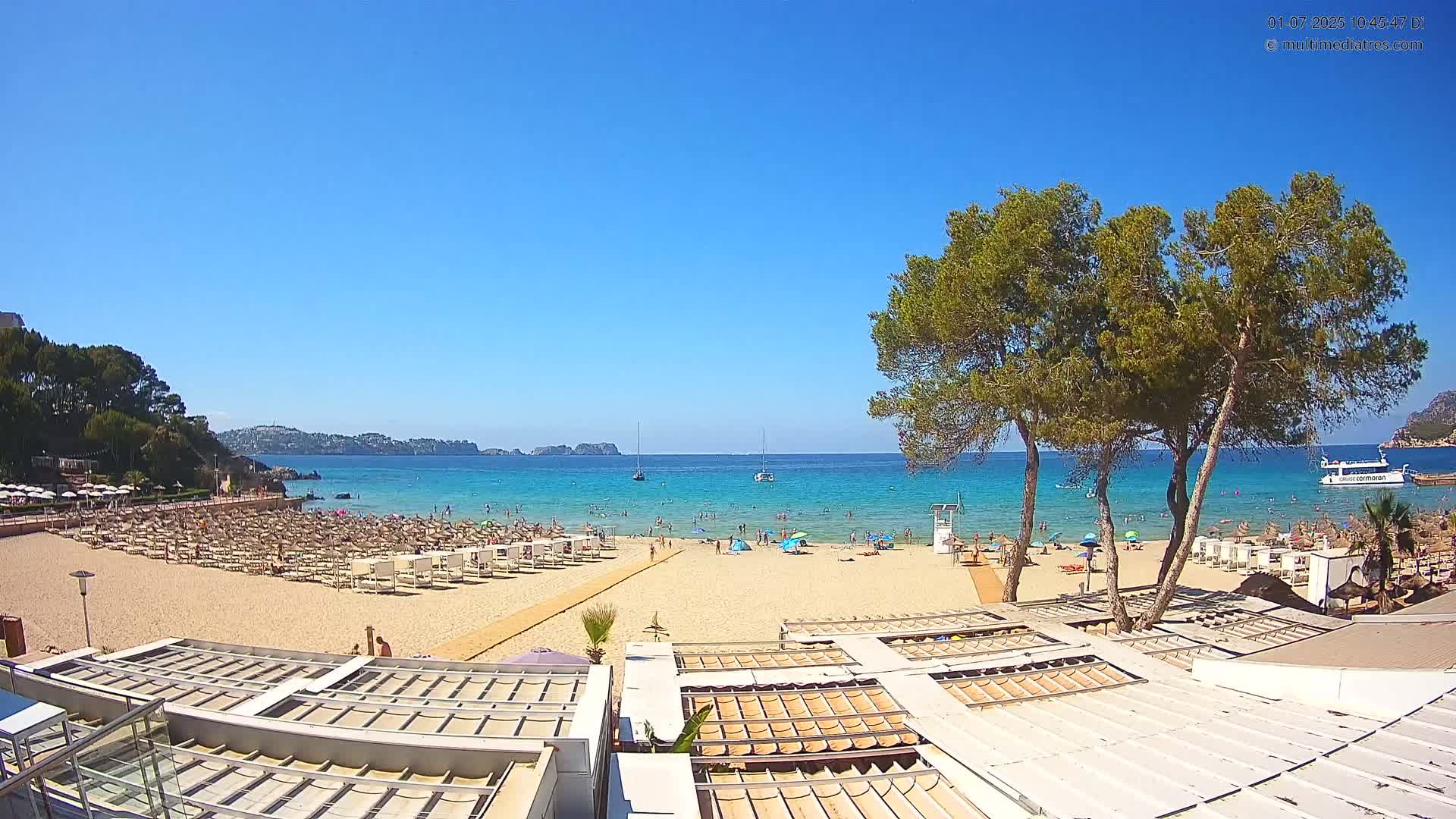 Paguera, Playa Tora Beach from Mar y Mar Restaurant Live Cam - Mallorca, Balearic Islands, Spain