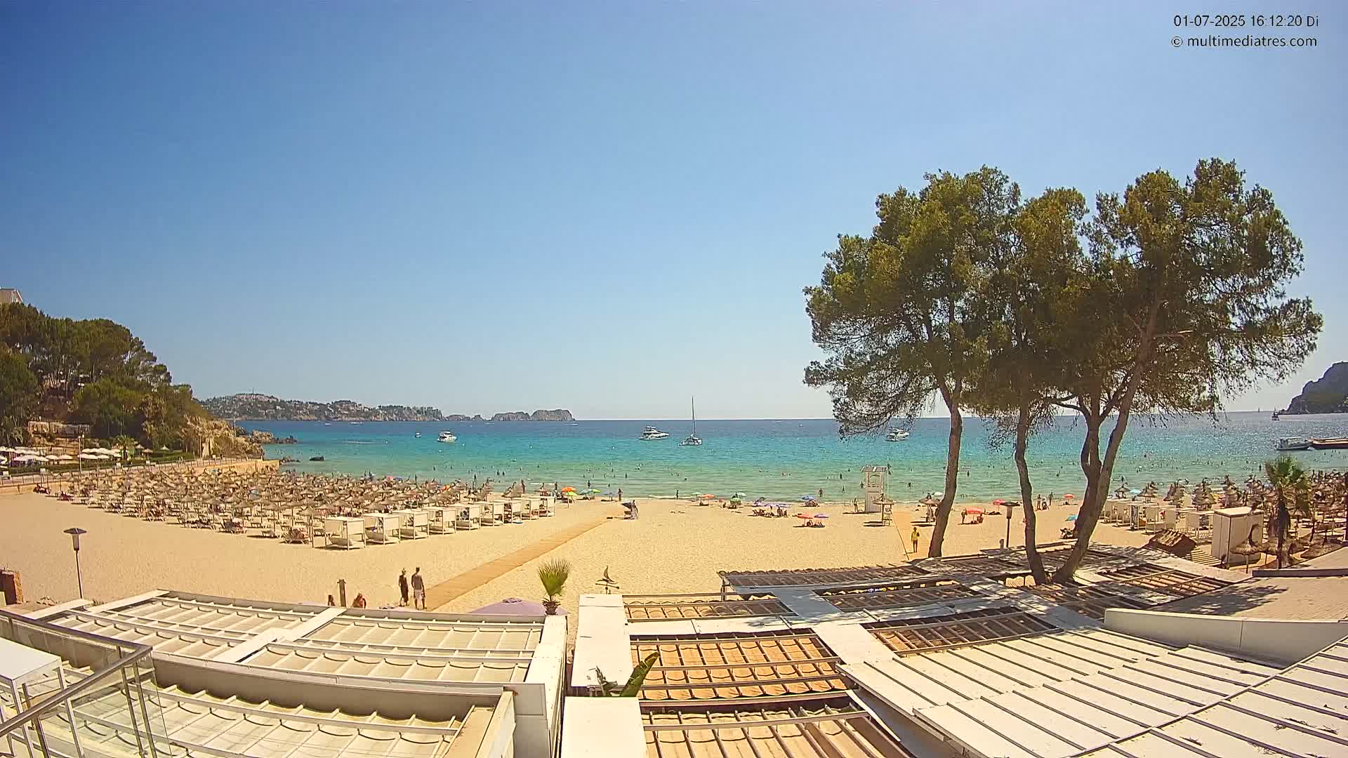 Paguera, Playa Tora Beach from Mar y Mar Restaurant Live Cam - Mallorca, Balearic Islands, Spain