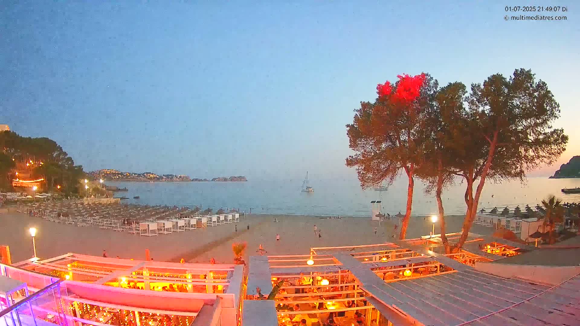 Paguera, Playa Tora Beach from Mar y Mar Restaurant Live Cam - Mallorca, Balearic Islands, Spain