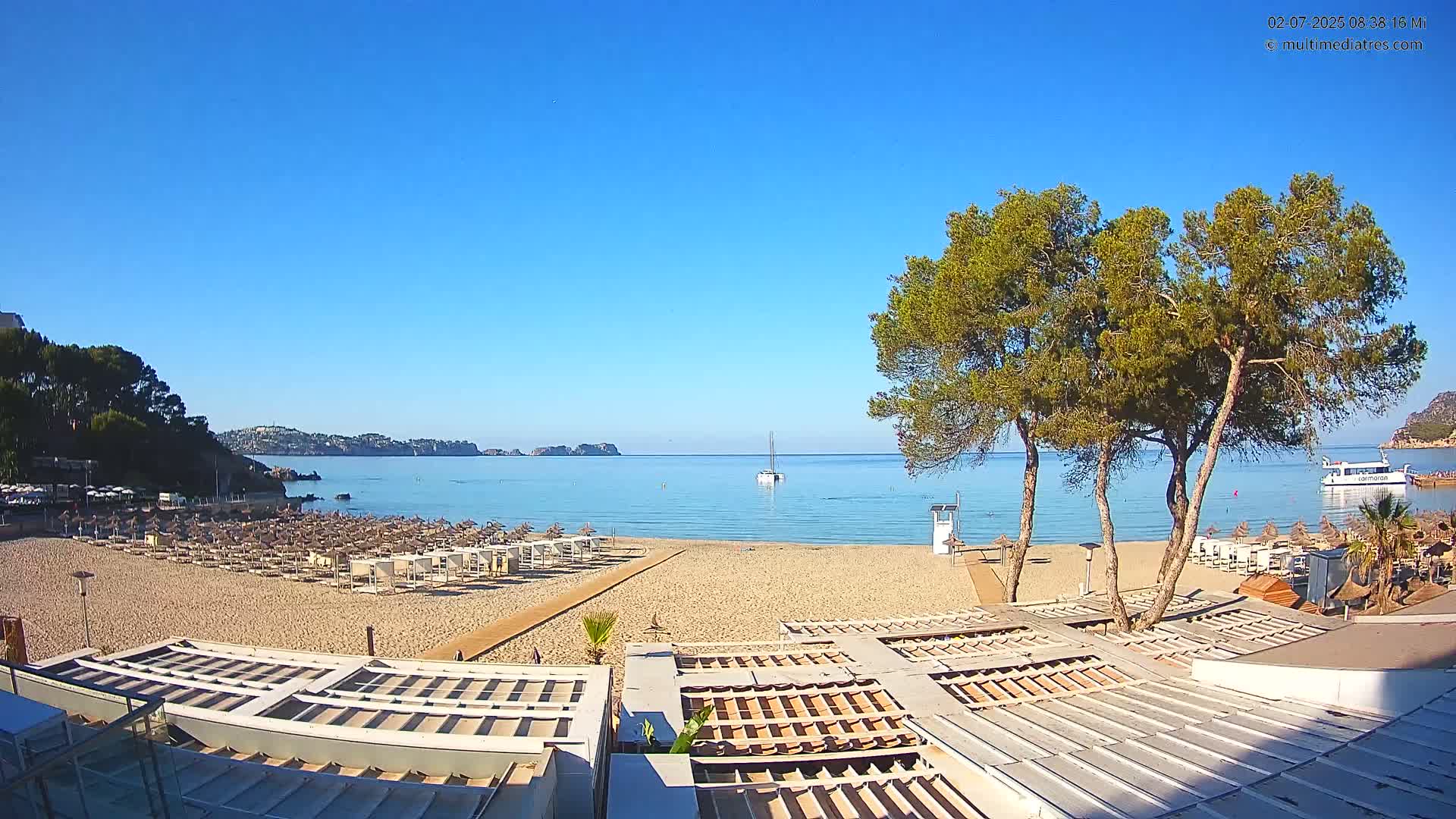 Paguera, Playa Tora Beach from Mar y Mar Restaurant Live Cam - Mallorca, Balearic Islands, Spain