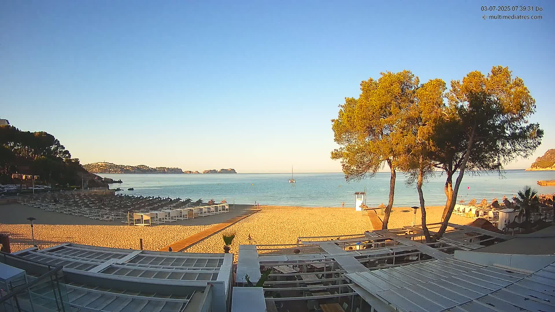 Paguera, Playa Tora Beach from Mar y Mar Restaurant Live Cam - Mallorca, Balearic Islands, Spain