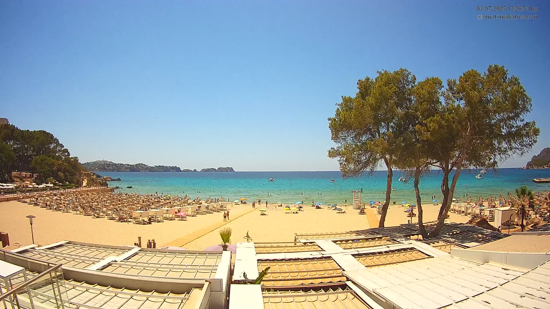 Paguera, Playa Tora Beach from Mar y Mar Restaurant Live Cam - Mallorca, Balearic Islands, Spain