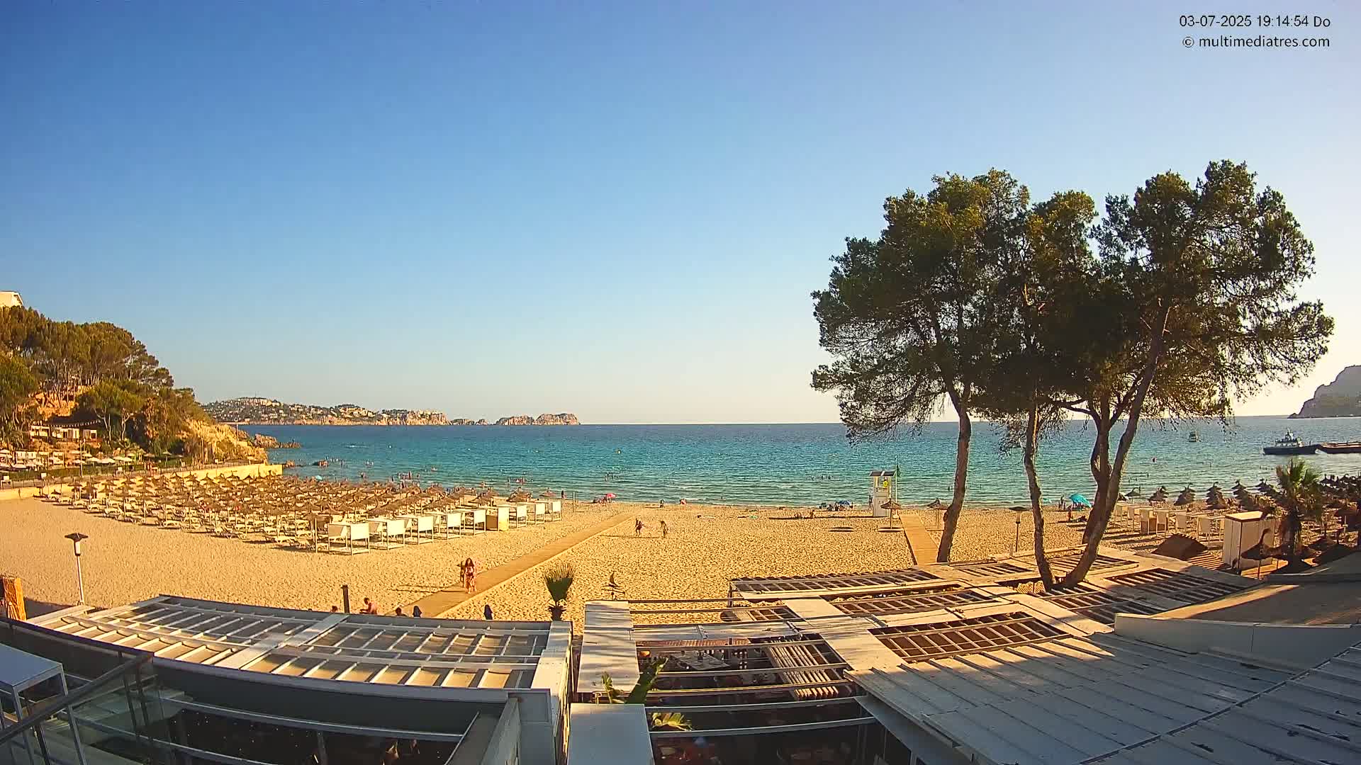 Paguera, Playa Tora Beach from Mar y Mar Restaurant Live Cam - Mallorca, Balearic Islands, Spain