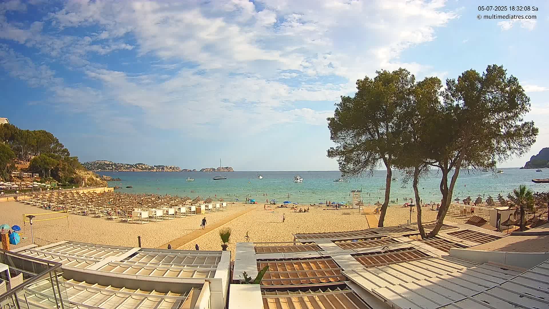 Paguera, Playa Tora Beach from Mar y Mar Restaurant Live Cam - Mallorca, Balearic Islands, Spain
