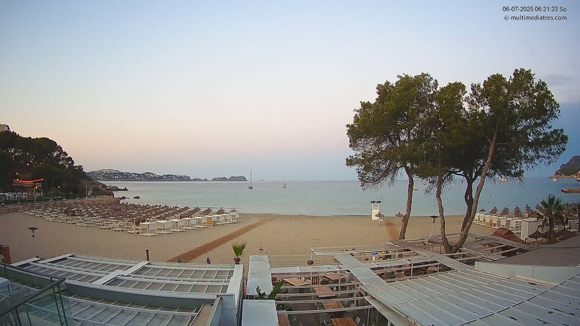 Paguera, Playa Tora Beach from Mar y Mar Restaurant Live Cam - Mallorca, Balearic Islands, Spain