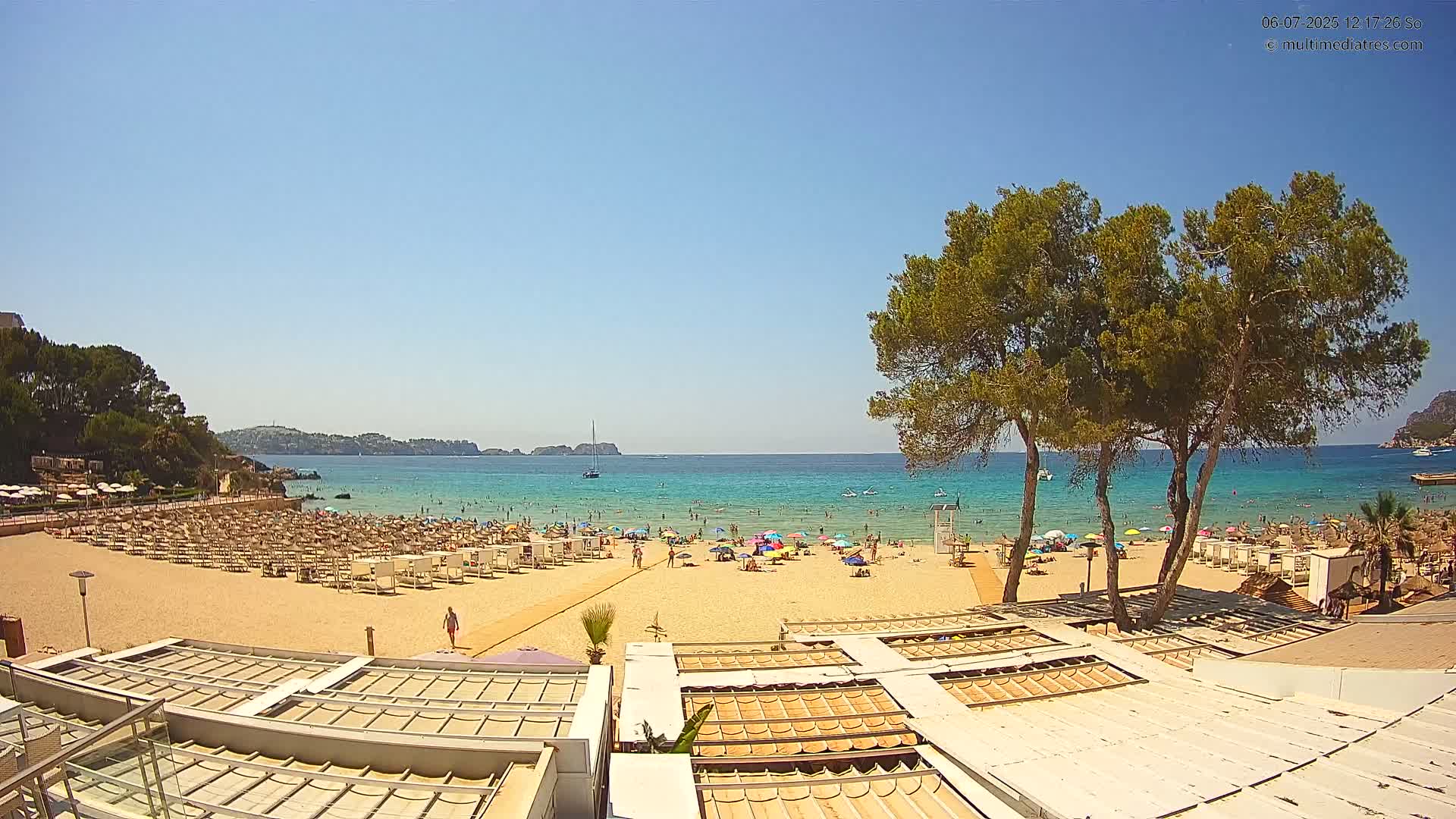 Paguera, Playa Tora Beach from Mar y Mar Restaurant Live Cam - Mallorca, Balearic Islands, Spain