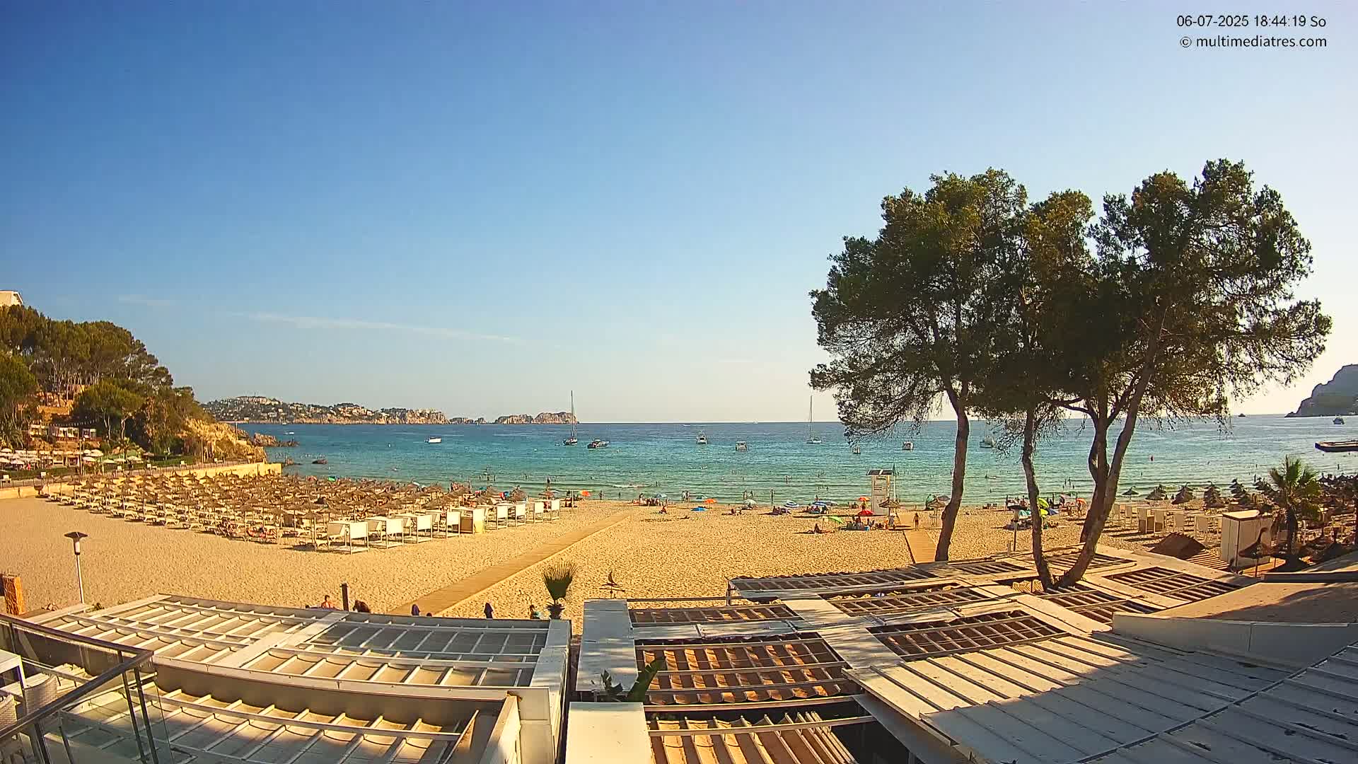 Paguera, Playa Tora Beach from Mar y Mar Restaurant Live Cam - Mallorca, Balearic Islands, Spain