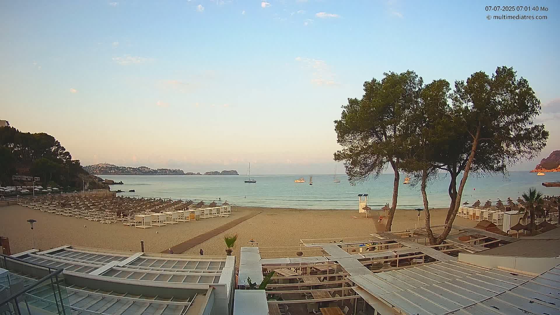 Paguera, Playa Tora Beach from Mar y Mar Restaurant Live Cam - Mallorca, Balearic Islands, Spain