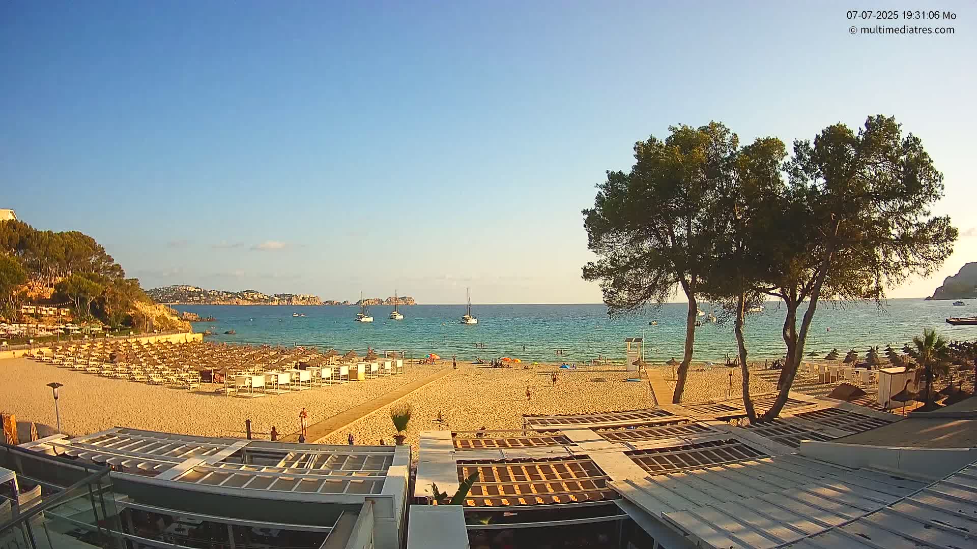 Paguera, Playa Tora Beach from Mar y Mar Restaurant Live Cam - Mallorca, Balearic Islands, Spain