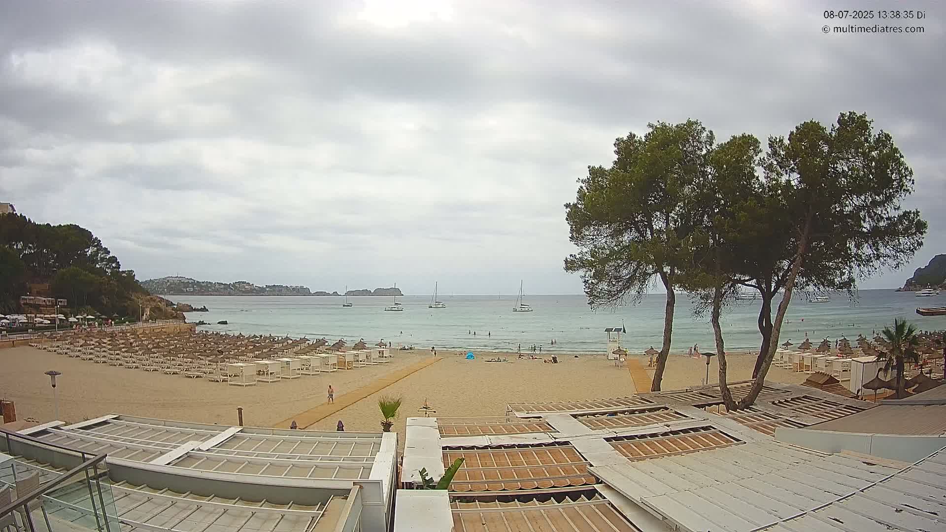Paguera, Playa Tora Beach from Mar y Mar Restaurant Live Cam - Mallorca, Balearic Islands, Spain
