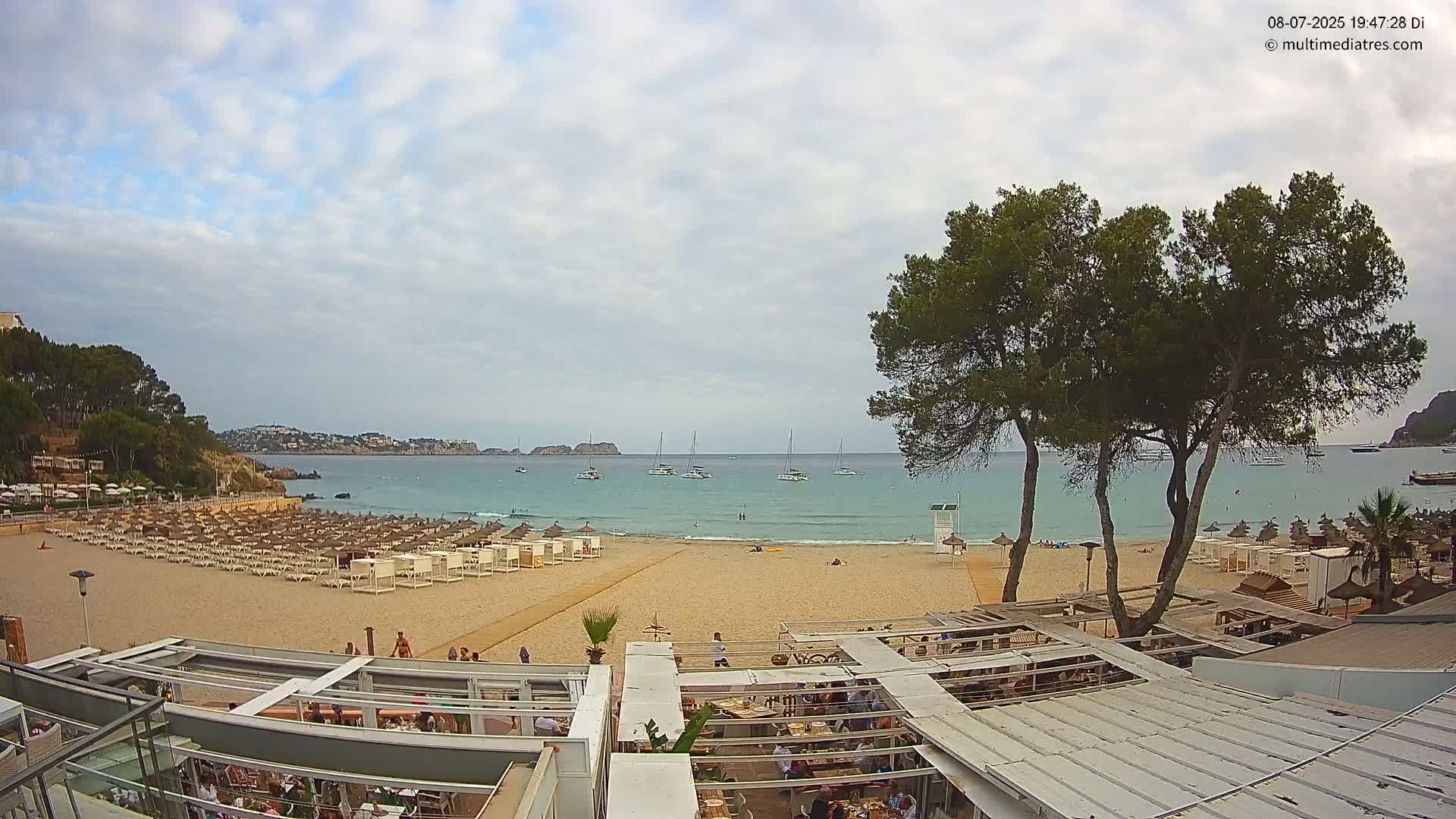 Paguera, Playa Tora Beach from Mar y Mar Restaurant Live Cam - Mallorca, Balearic Islands, Spain