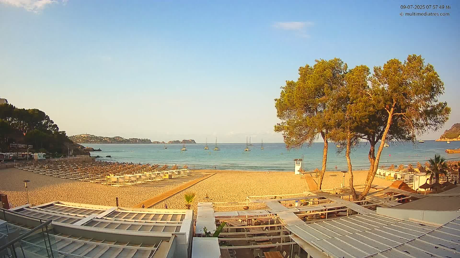 Paguera, Playa Tora Beach from Mar y Mar Restaurant Live Cam - Mallorca, Balearic Islands, Spain