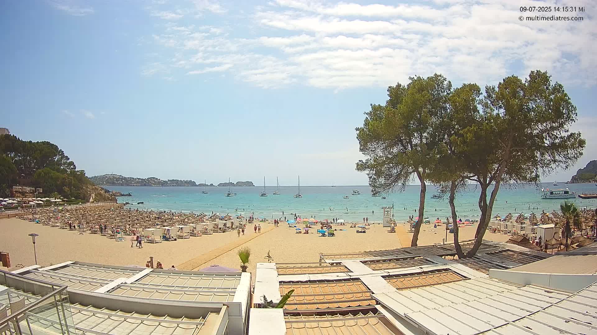 Paguera, Playa Tora Beach from Mar y Mar Restaurant Live Cam - Mallorca, Balearic Islands, Spain