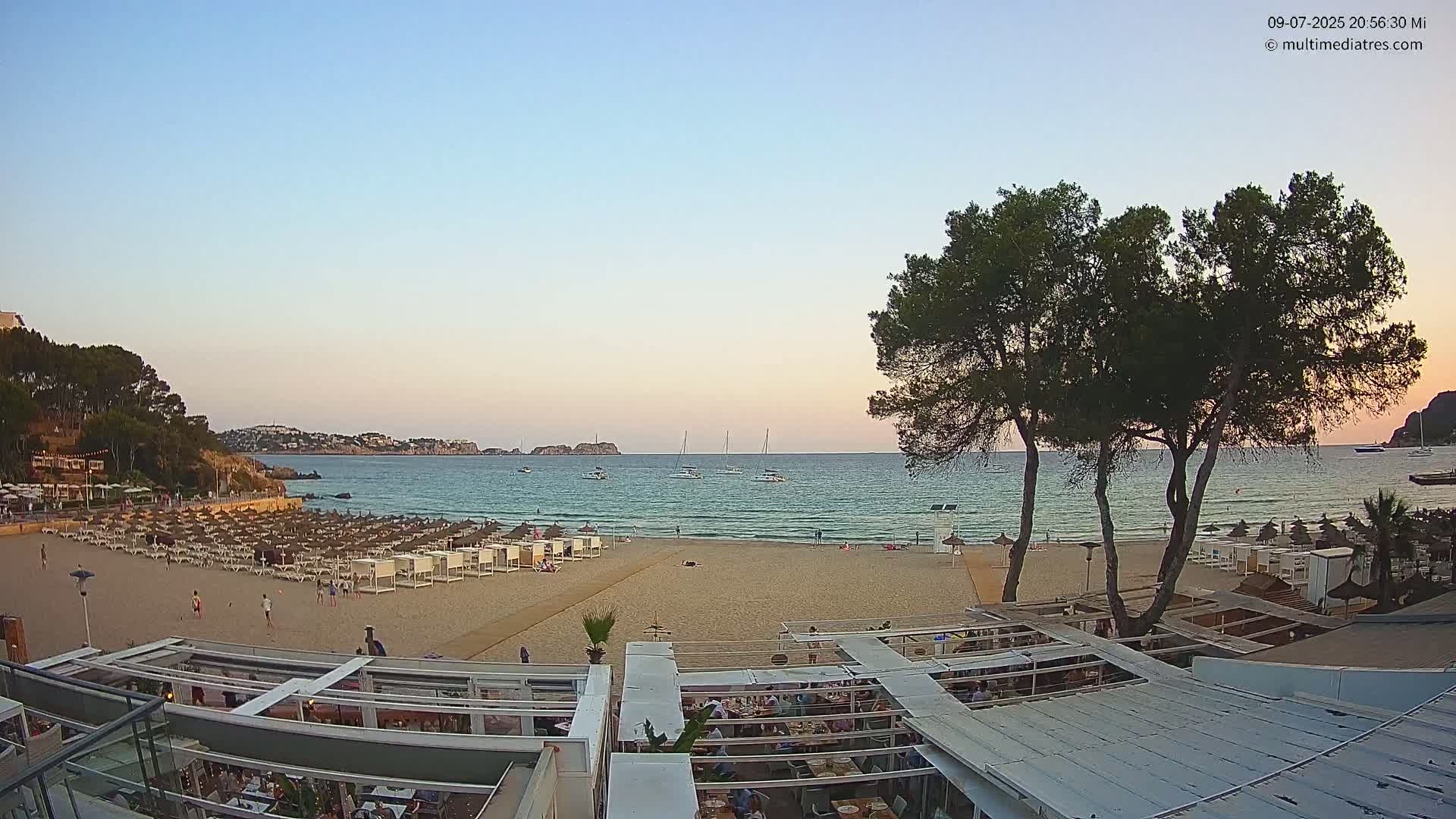 Paguera, Playa Tora Beach from Mar y Mar Restaurant Live Cam - Mallorca, Balearic Islands, Spain