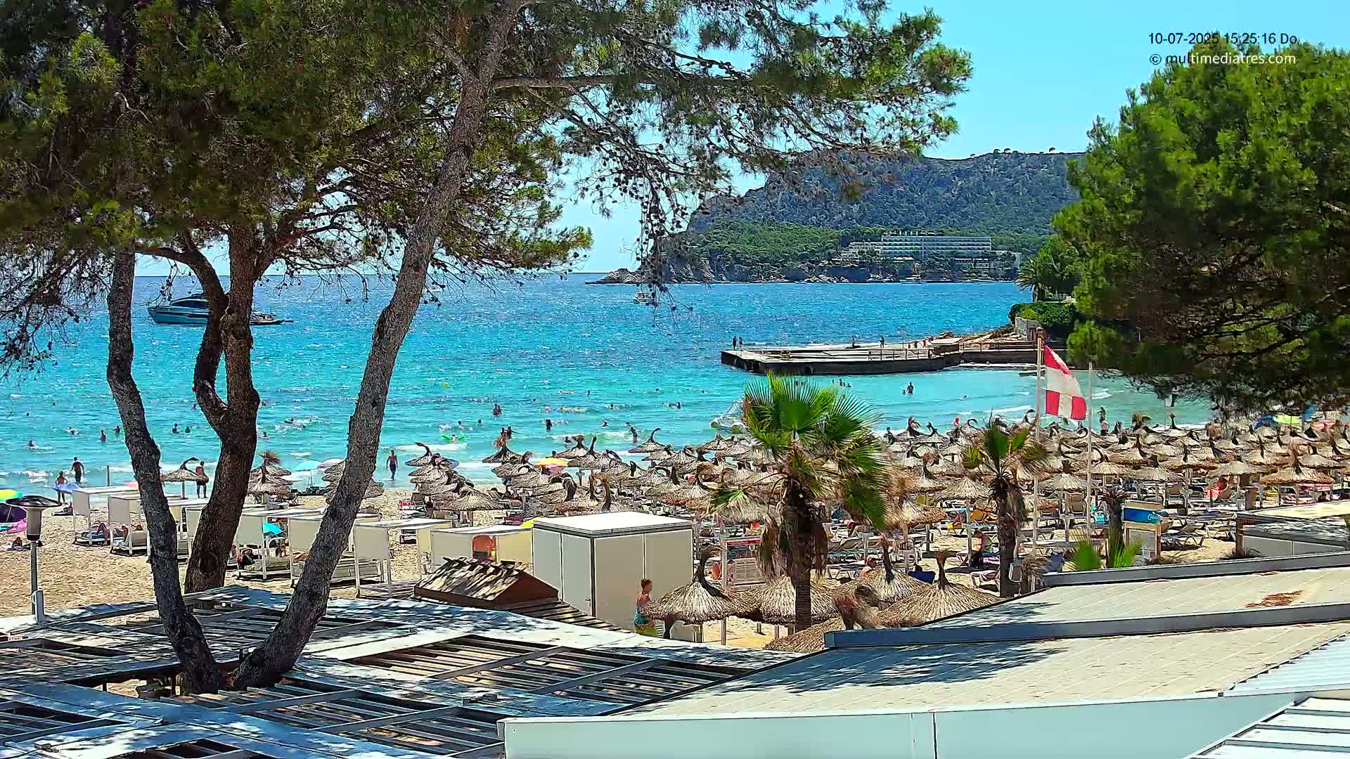 Paguera, Playa Tora Beach from Mar y Mar Restaurant Live Cam - Mallorca, Balearic Islands, Spain
