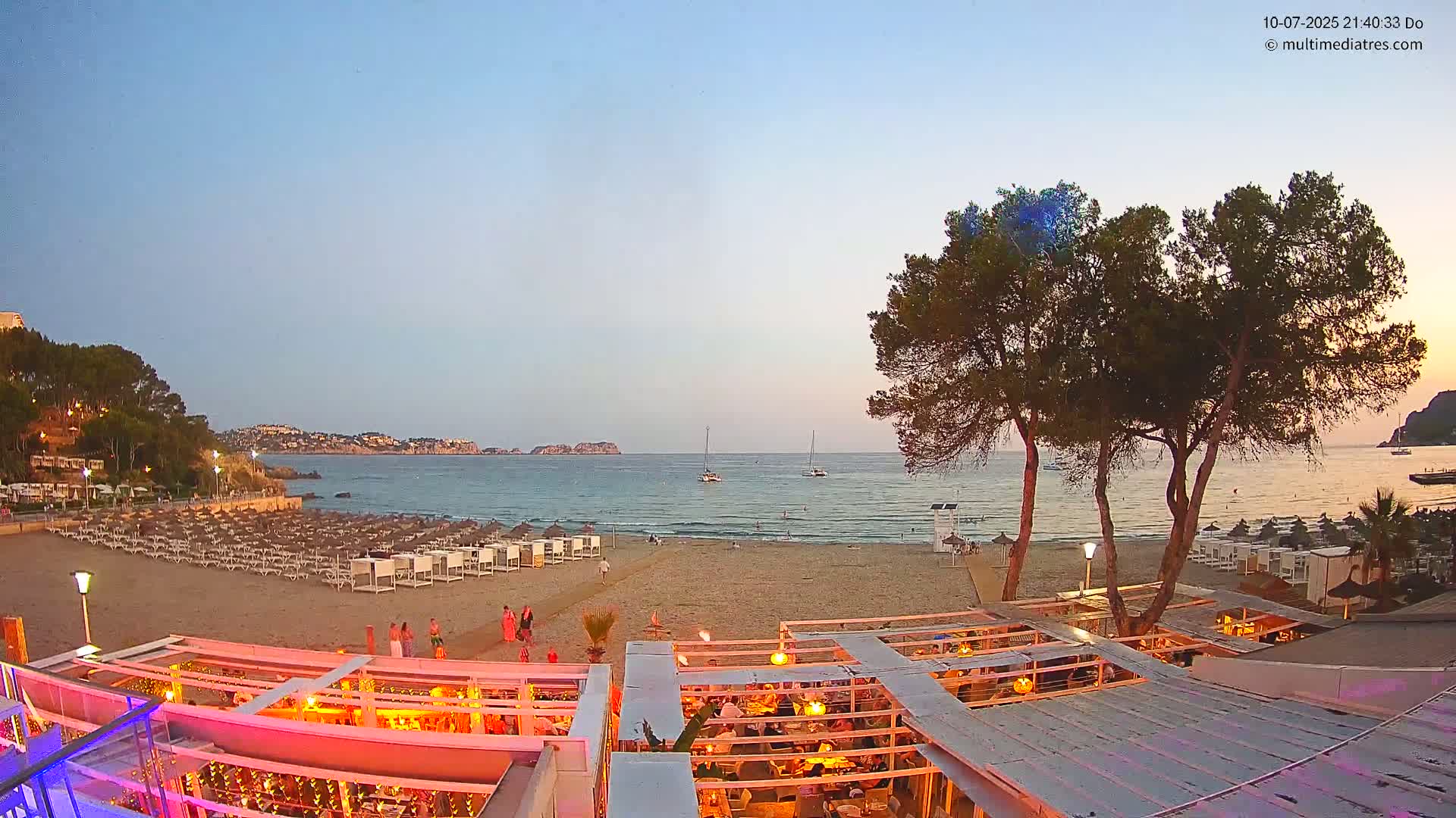Paguera, Playa Tora Beach from Mar y Mar Restaurant Live Cam - Mallorca, Balearic Islands, Spain