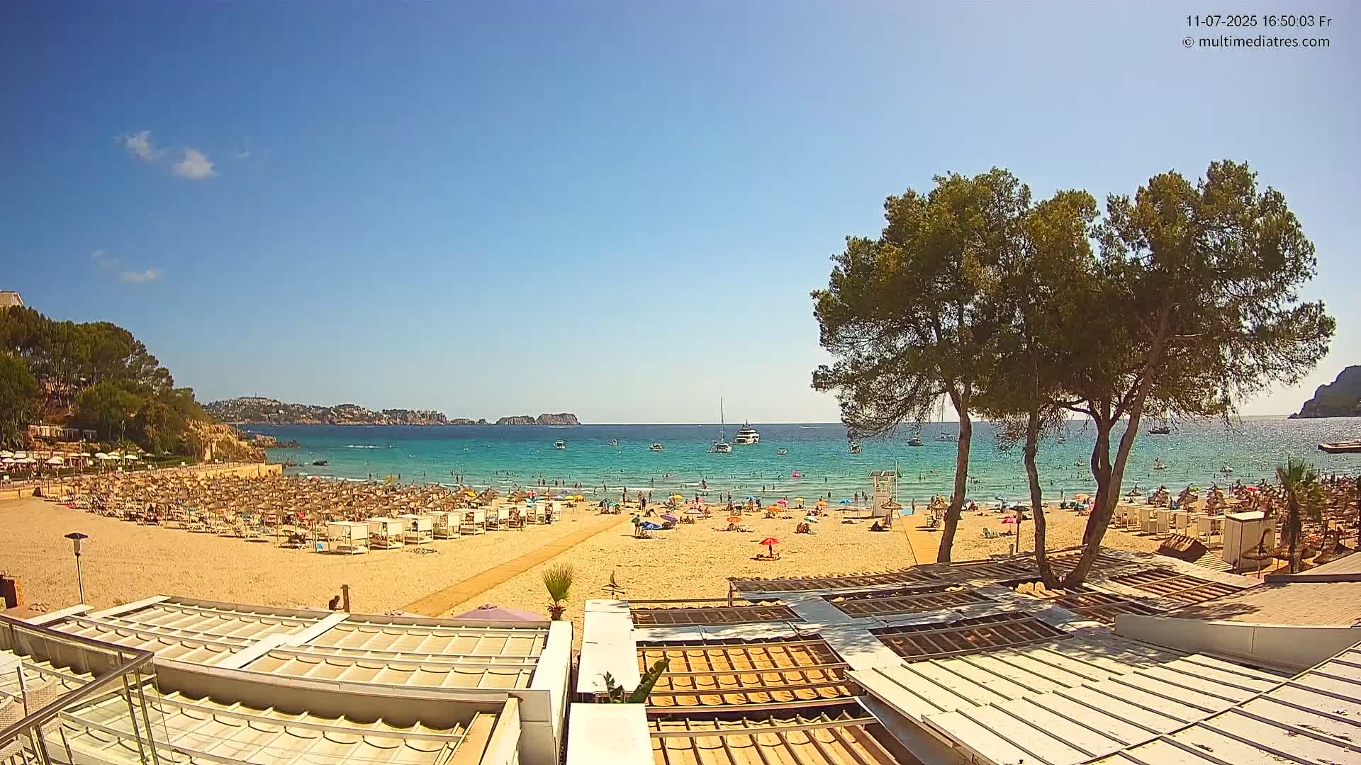 Paguera, Playa Tora Beach from Mar y Mar Restaurant Live Cam - Mallorca, Balearic Islands, Spain