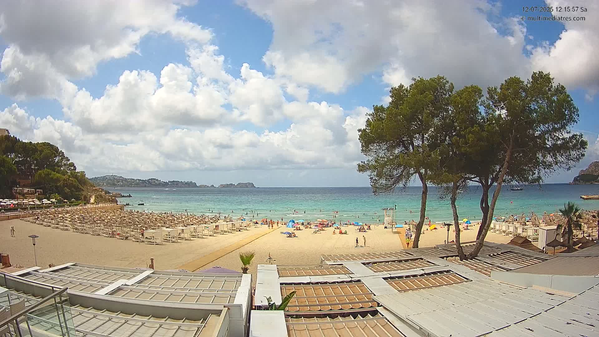 Paguera, Playa Tora Beach from Mar y Mar Restaurant Live Cam - Mallorca, Balearic Islands, Spain