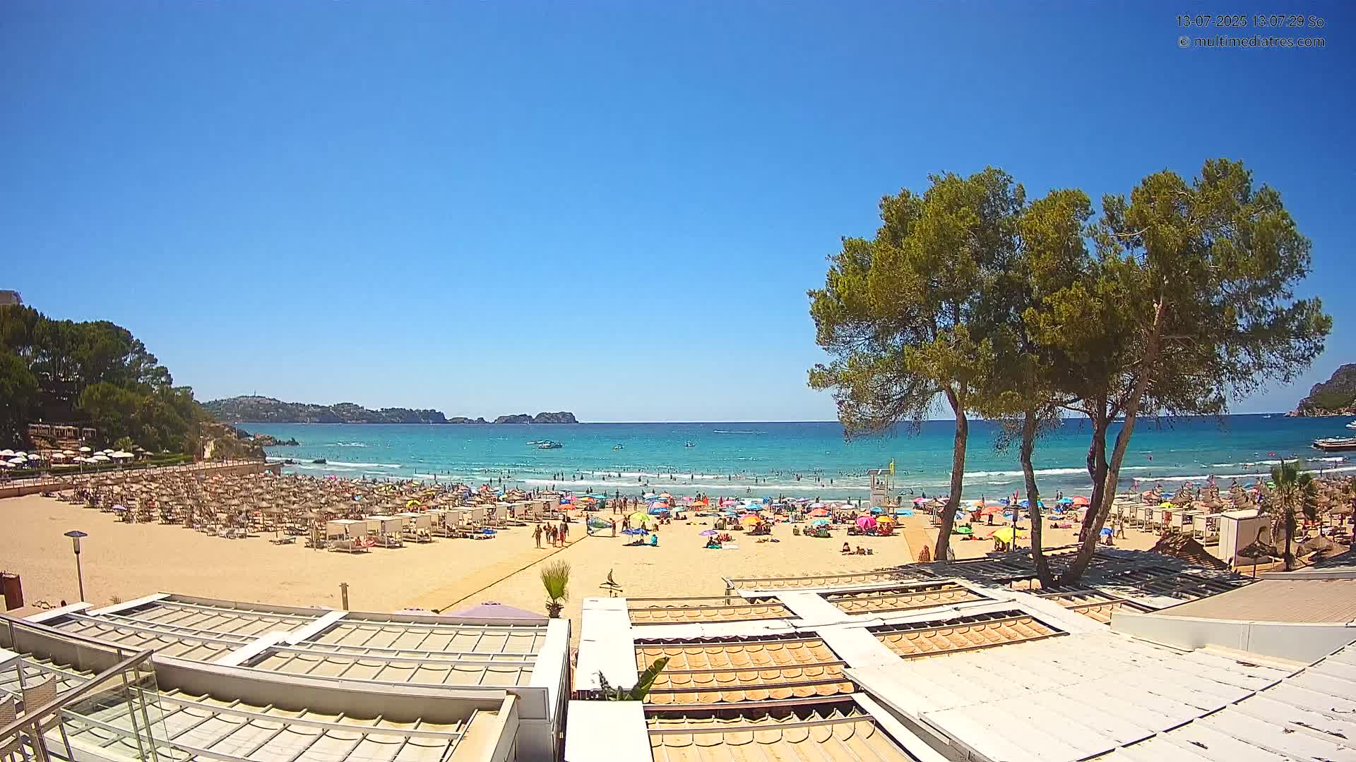 Paguera, Playa Tora Beach from Mar y Mar Restaurant Live Cam - Mallorca, Balearic Islands, Spain