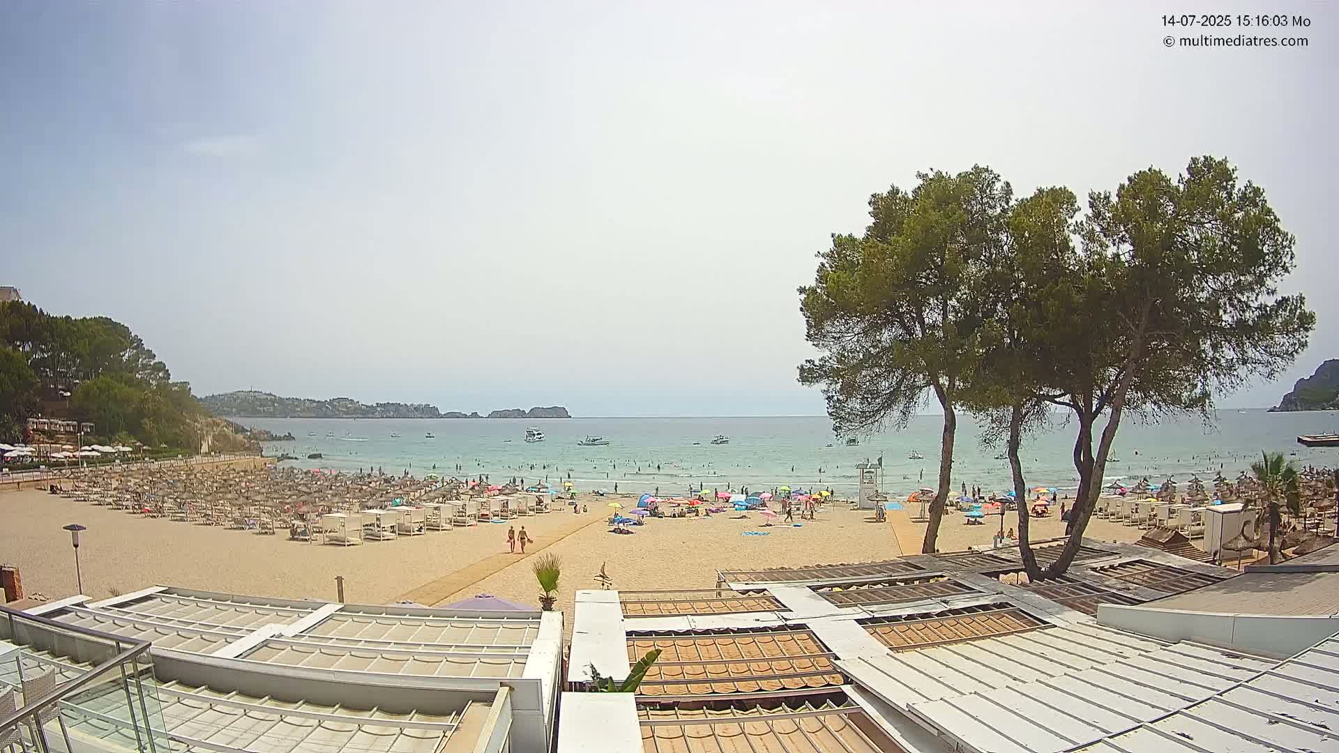 Paguera, Playa Tora Beach from Mar y Mar Restaurant Live Cam - Mallorca, Balearic Islands, Spain