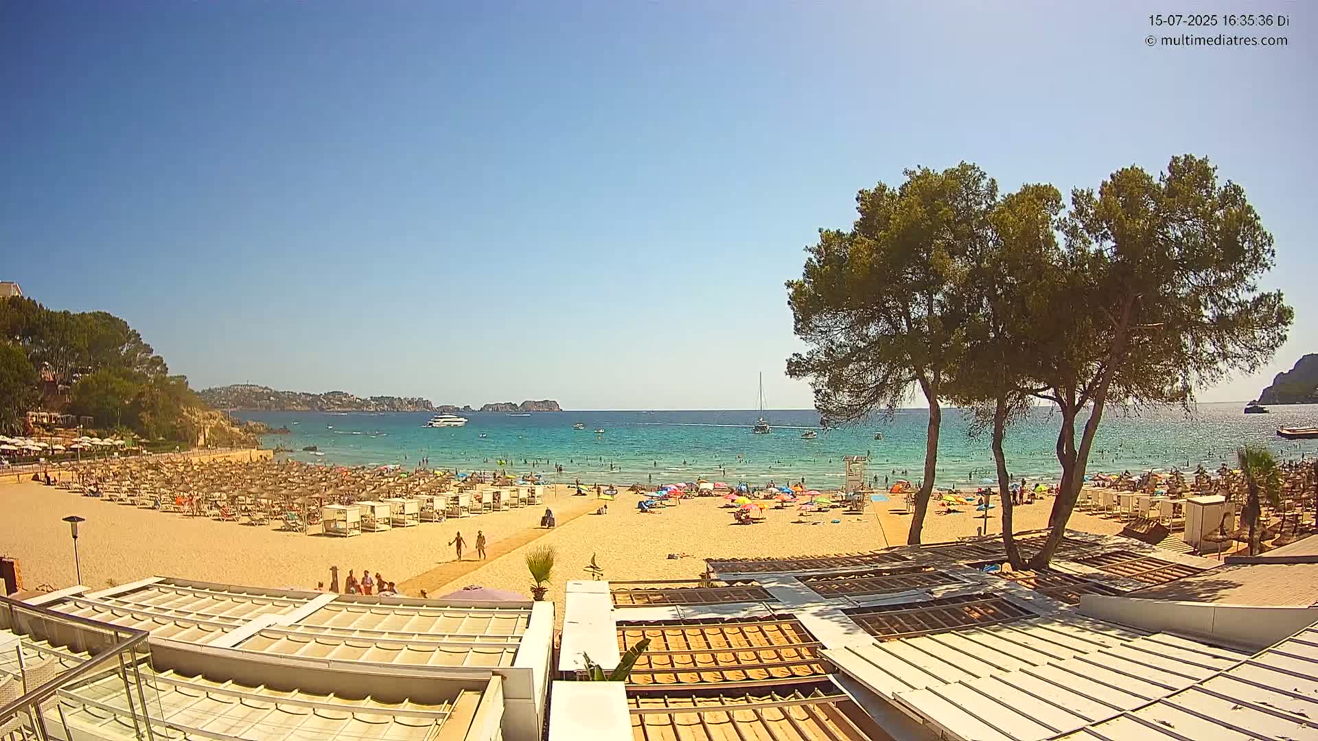 Paguera, Playa Tora Beach from Mar y Mar Restaurant Live Cam - Mallorca, Balearic Islands, Spain