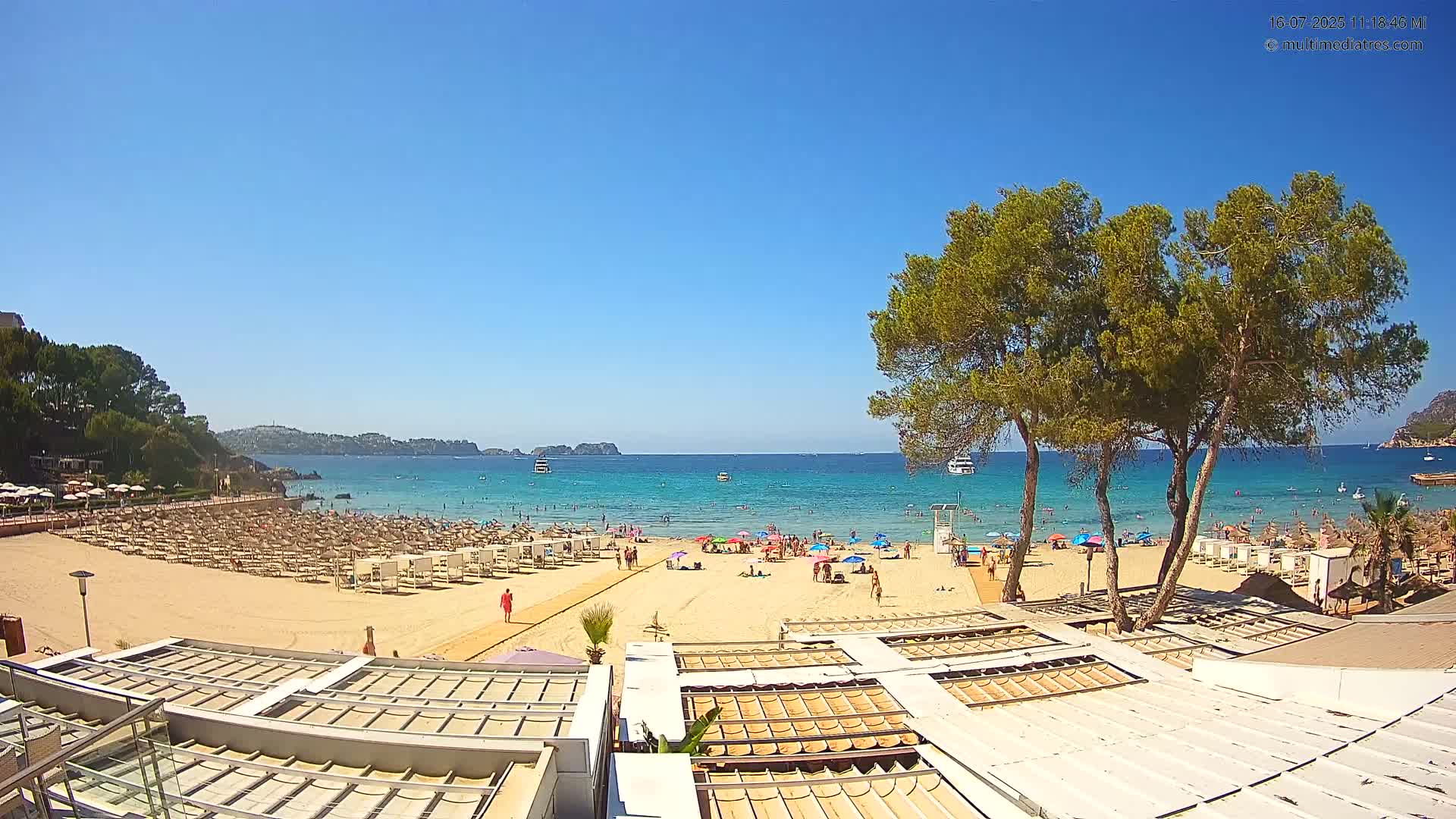 Paguera, Playa Tora Beach from Mar y Mar Restaurant Live Cam - Mallorca, Balearic Islands, Spain